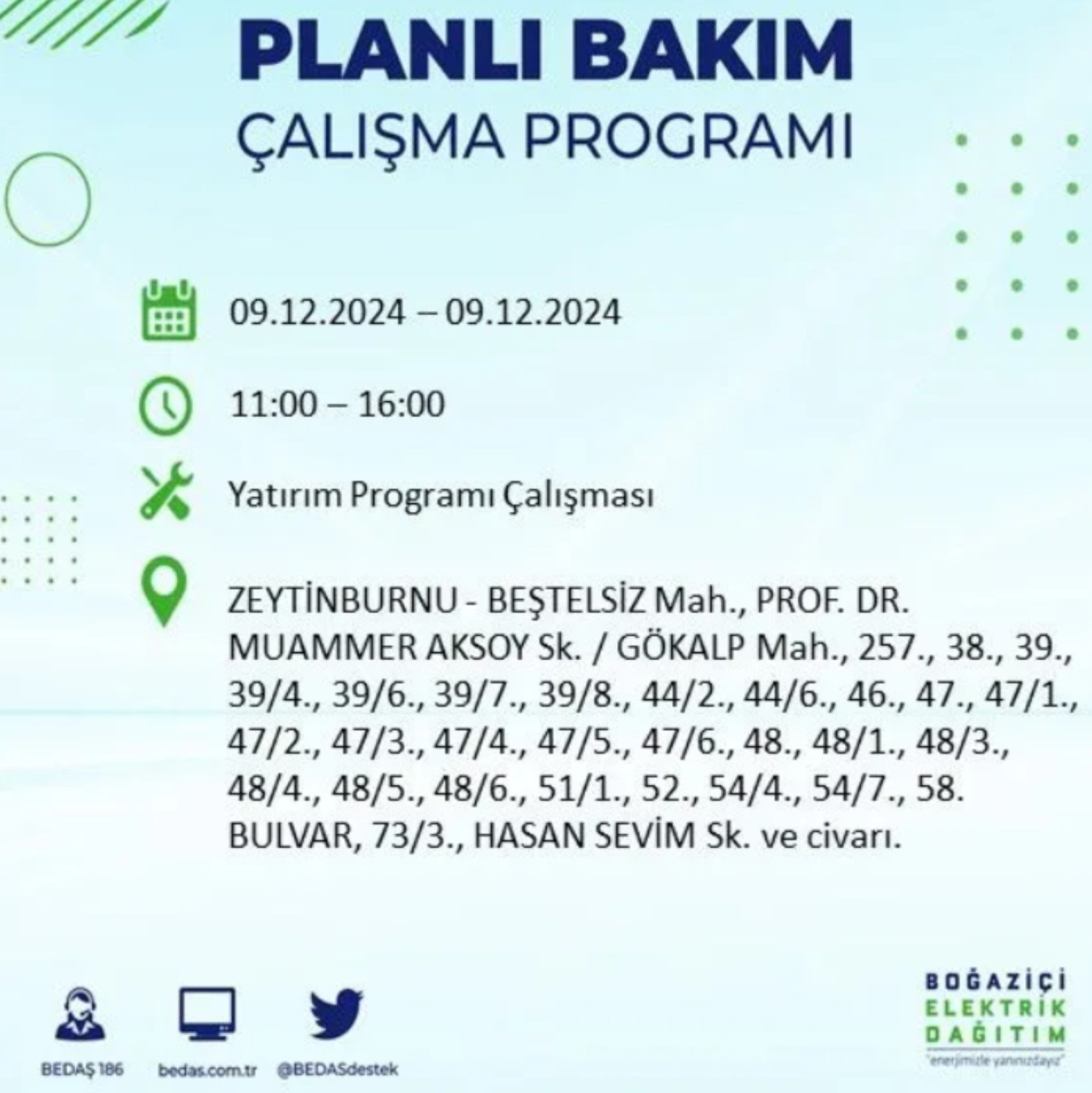 BEDAŞ açıkladı... İstanbul'da elektrik kesintisi: 9 Aralık'ta hangi mahalleler etkilenecek?