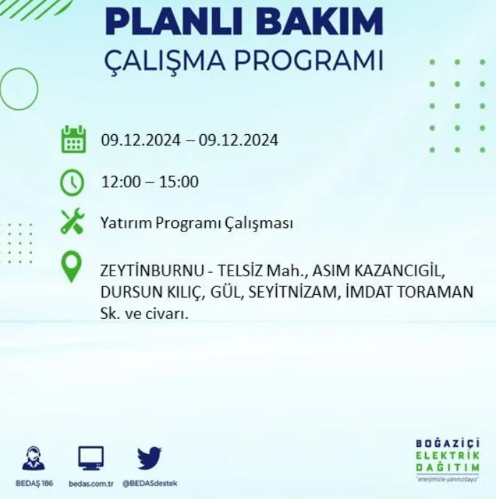 BEDAŞ açıkladı... İstanbul'da elektrik kesintisi: 9 Aralık'ta hangi mahalleler etkilenecek?