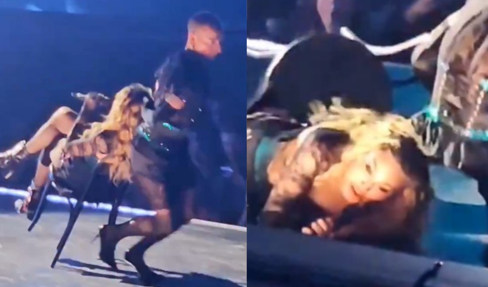 Dünyaca ünlü pop yıldızı Madonna sahnede yere düştü