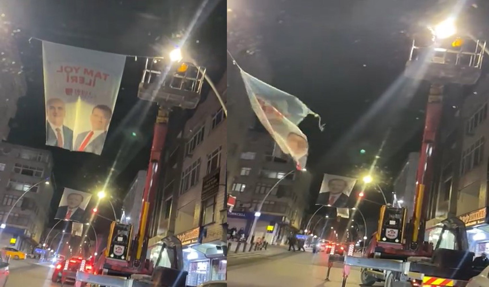 AKP'li belediye miting öncesi İmamoğlu'nun bayrak ve afişlerini kaldırdı