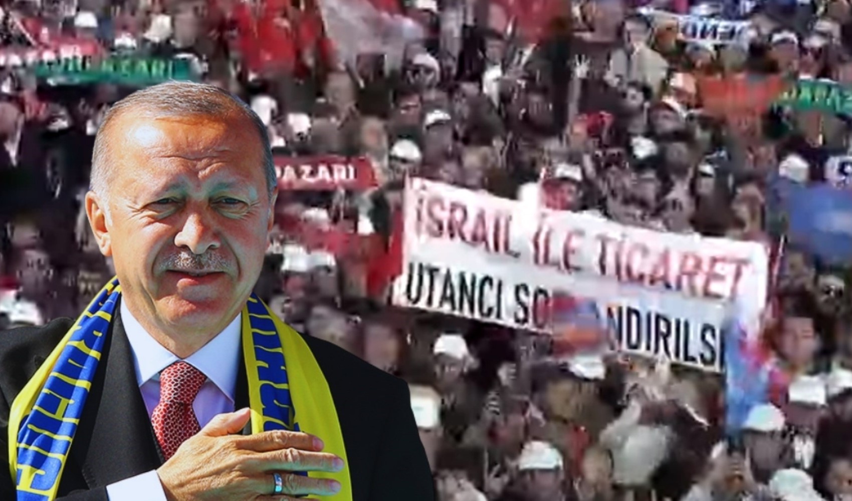 Erdoğan'ın mitinginde açılan o pankart apar topar kaldırıldı