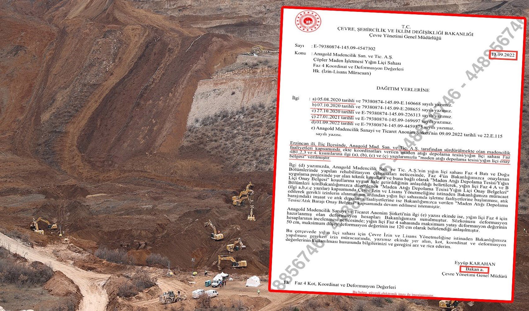 CHP'li isimden belgeli açıklama. Facianın yaşandığı bölgedeki yığın liçi onayını Murat Kurum vermiş