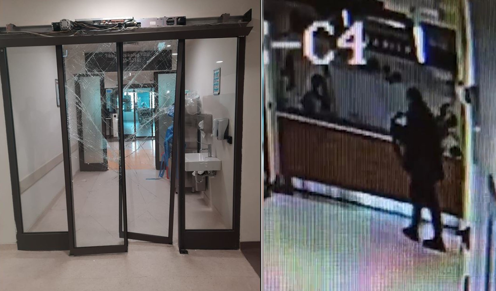 Avvocato prende a calci e distrugge la porta del reparto di terapia intensiva dell'ospedale