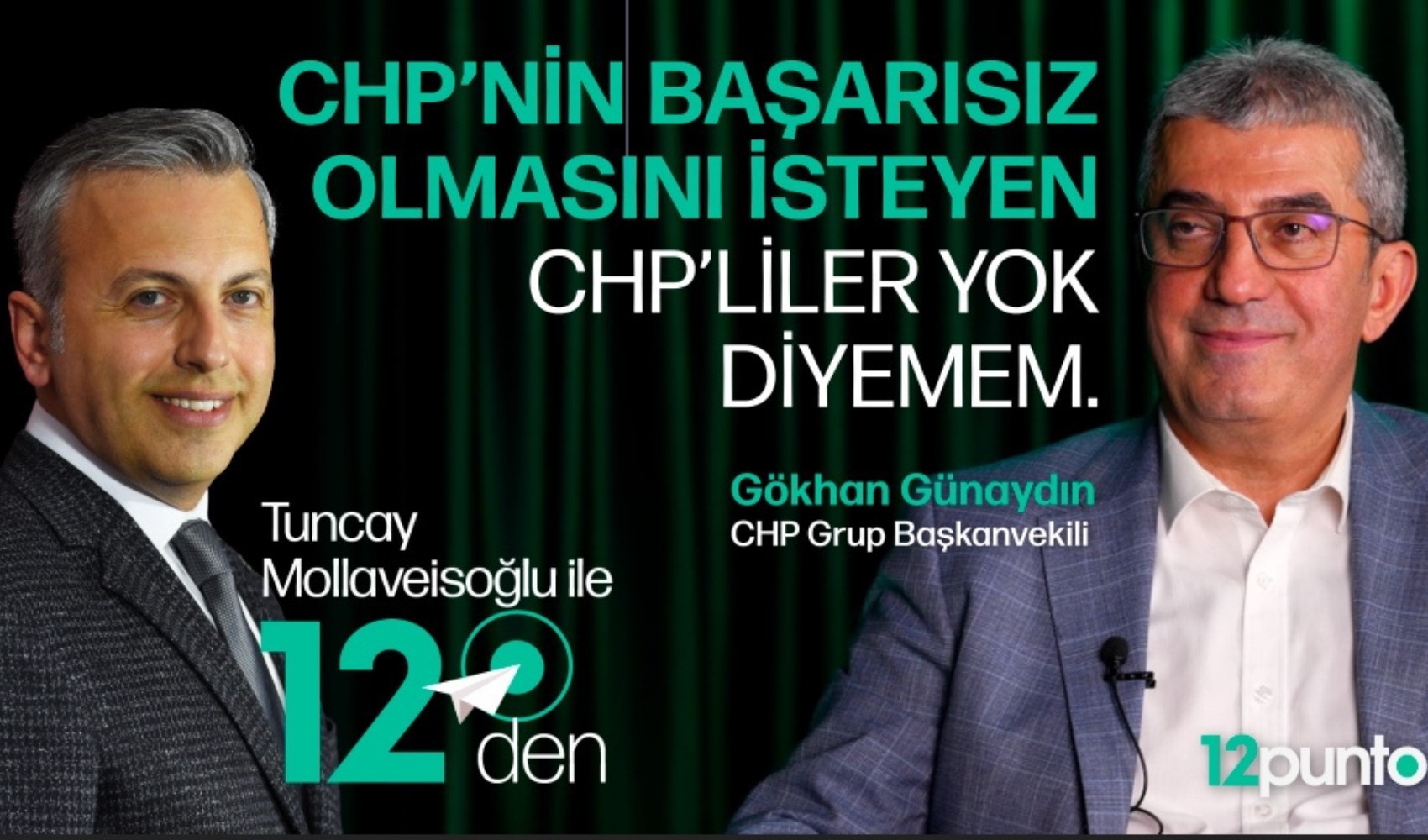 CHP Grup Başkanvekili Gökhan Günaydın, Tuncay Mollaveisoğlu'nun sorularını yanıtladı... Yarın 12puntotv YouTube kanalında