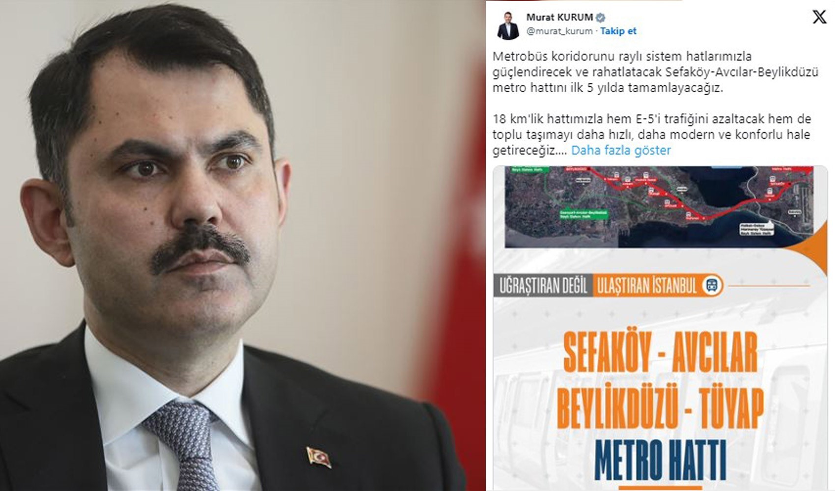 CHP'li belediyenin metro hattı projesi Kurum'un seçim vaadi oldu