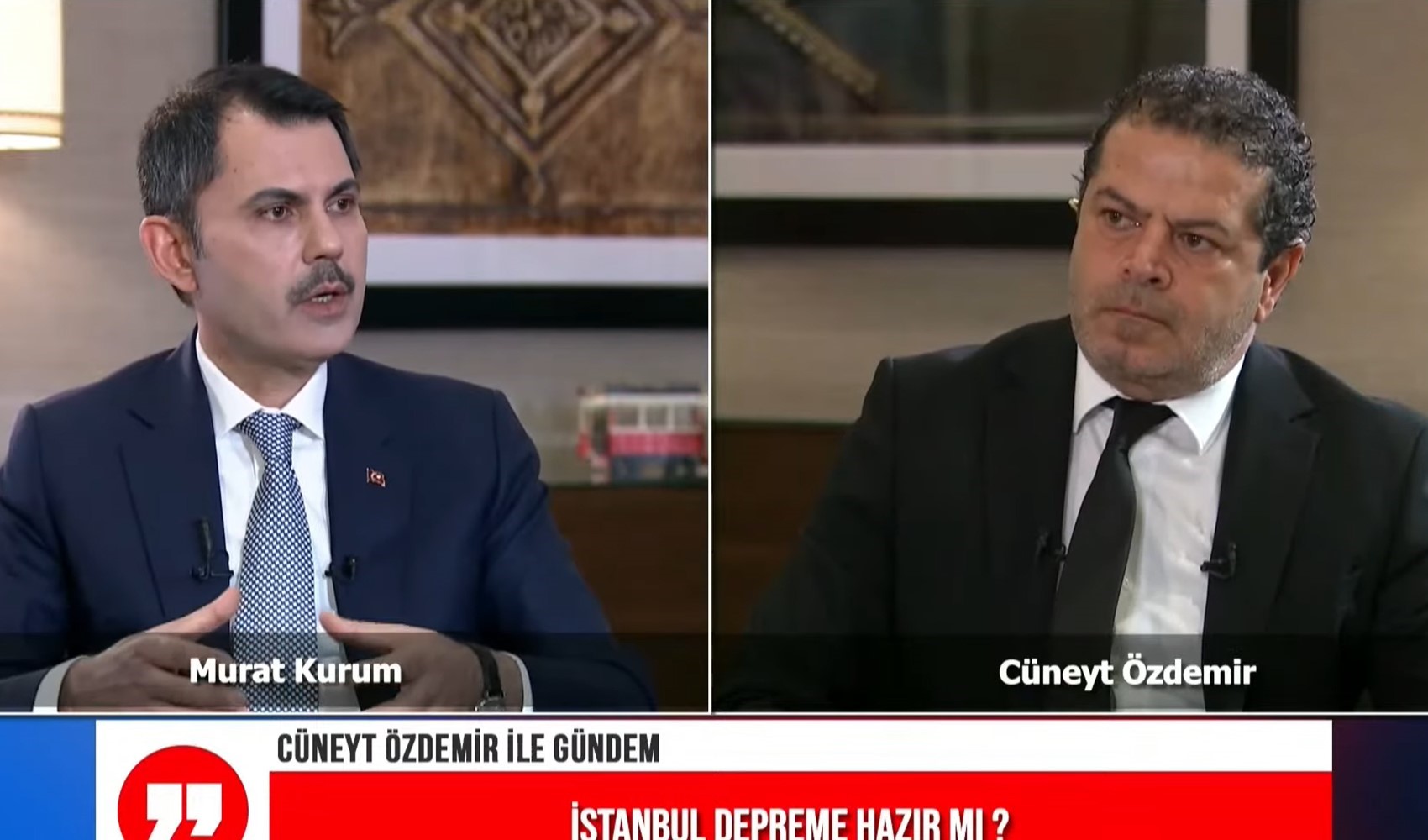 İBB Başkan adayı Murat Kurum Cüneyt Özdemir'in Kanal İstanbul sorusunu yanıtladı. 'Erdoğan'a direnir misiniz?' sözlerine yanıt verdi.