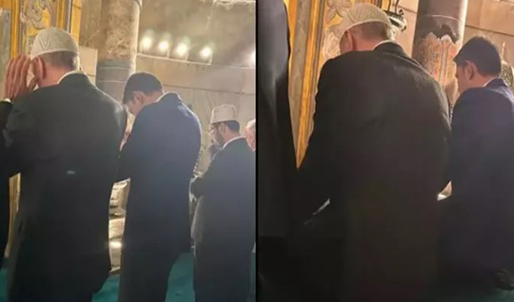 Erdoğan ve Kurum akşam namazını Ayasofya'da kıldı