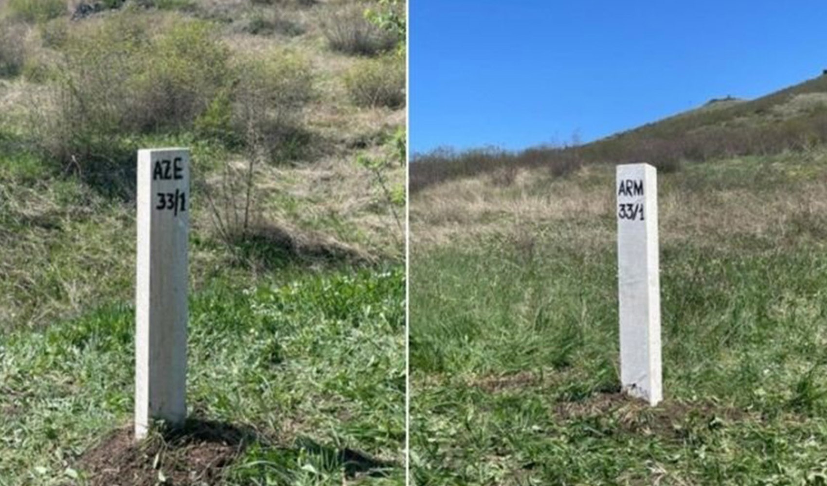 Azerbaycan-Ermenistan sınırına ilk sınır taşı yerleştirildi