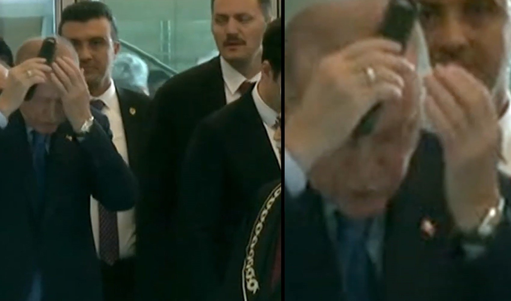 Erdoğan'ın AYM törenine giderken saçlarını taraması dikkat çekti
