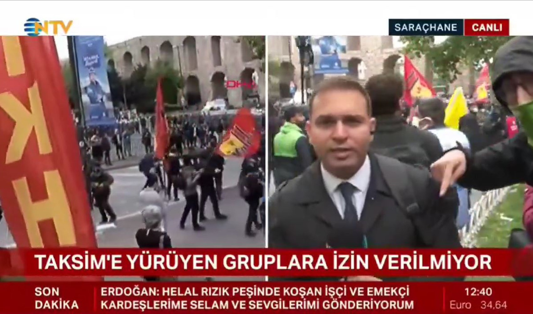 NTV yayınında Taksim protestosu: 'Sarayın 1 Mayıs korkusu bu, ana akımda gösterin'