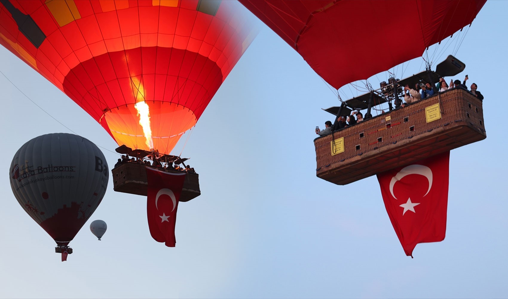 Kapadokya'da 19 Mayıs: Balonlar Türk bayraklarıyla uçtu