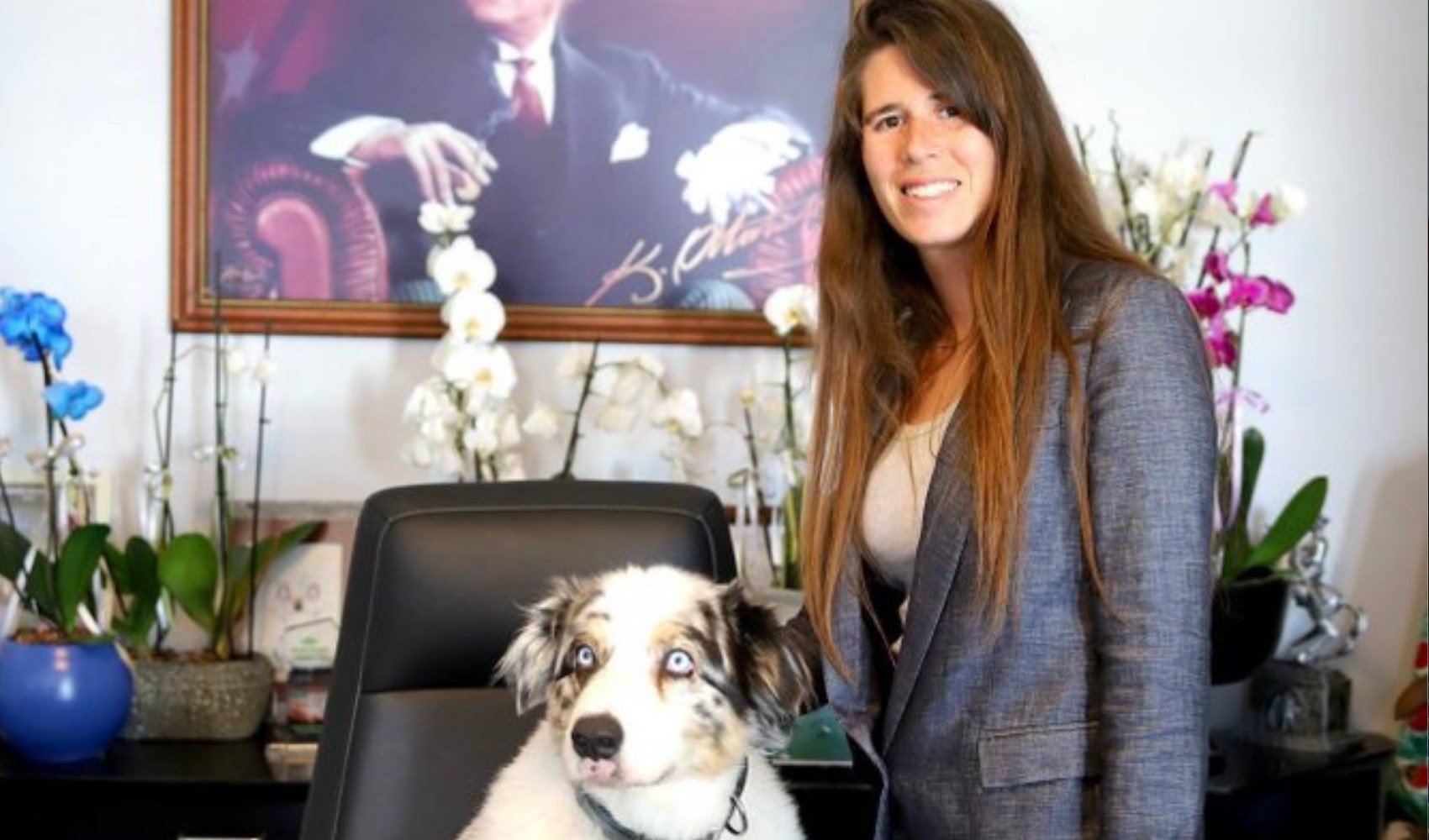 Çeşme Belediye Başkanı Lal Denizli, sokak hayvanlarının uyutulması planına tepki gösterdi: Makam koltuğuna köpek oturttu