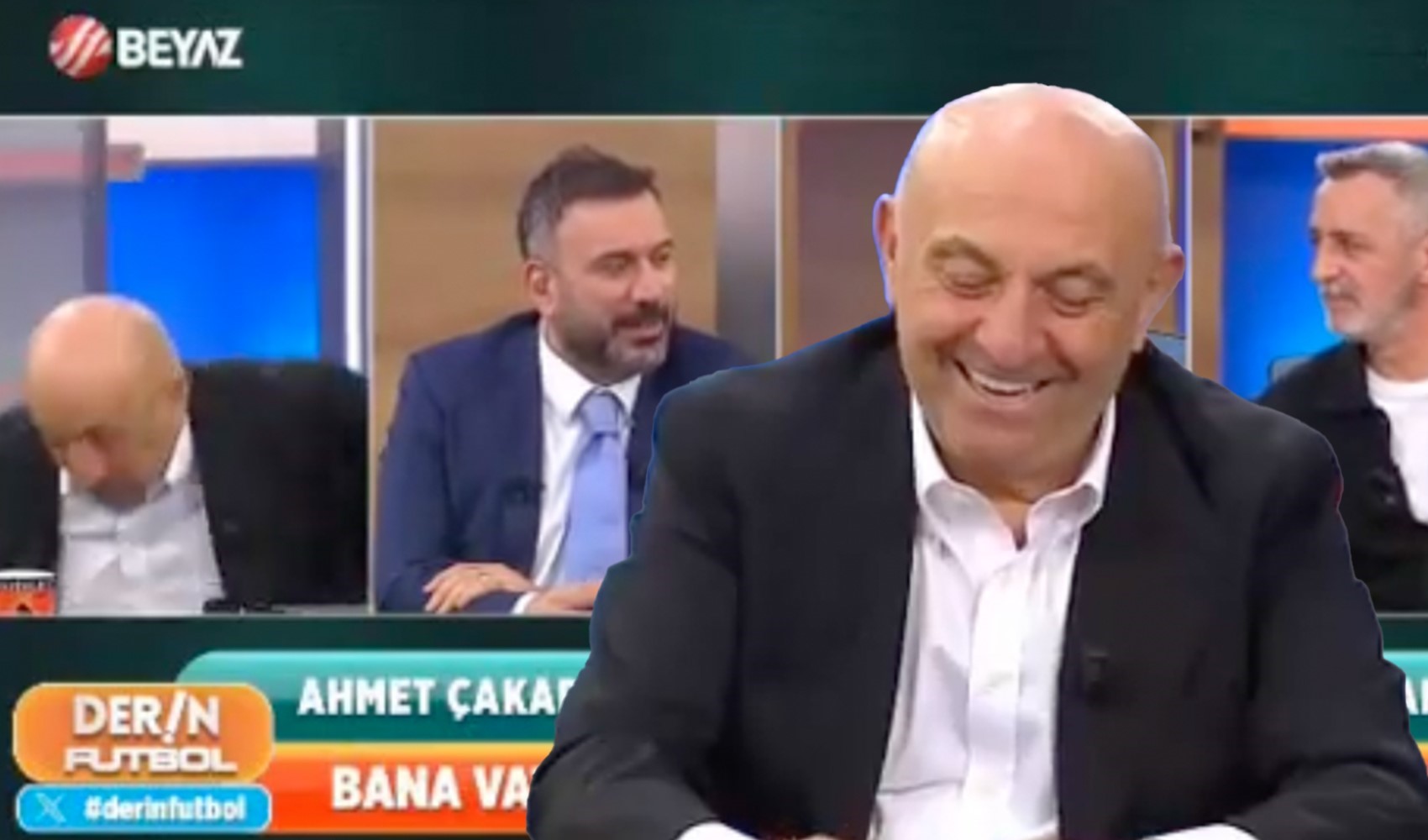 Beyaz TV'de ilginç anlar: Sinan Engin, canlı yayında sandalyeden düştü