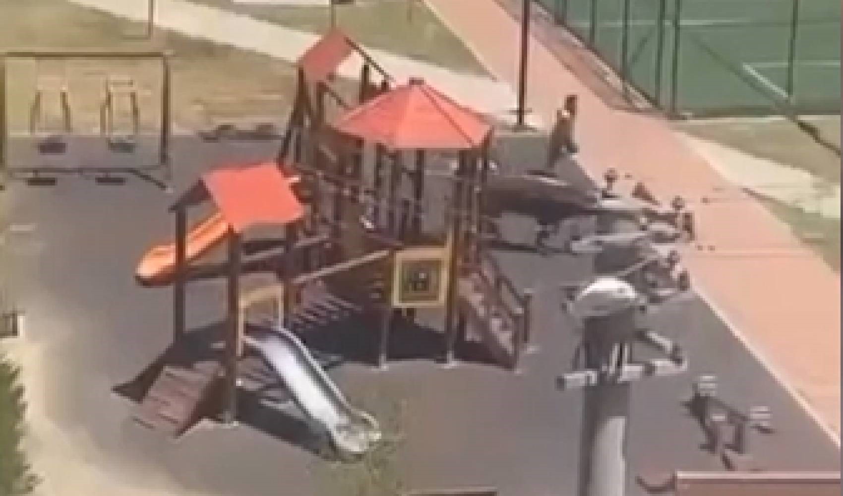 Kurbanlık boğa çocuk parkına girdi