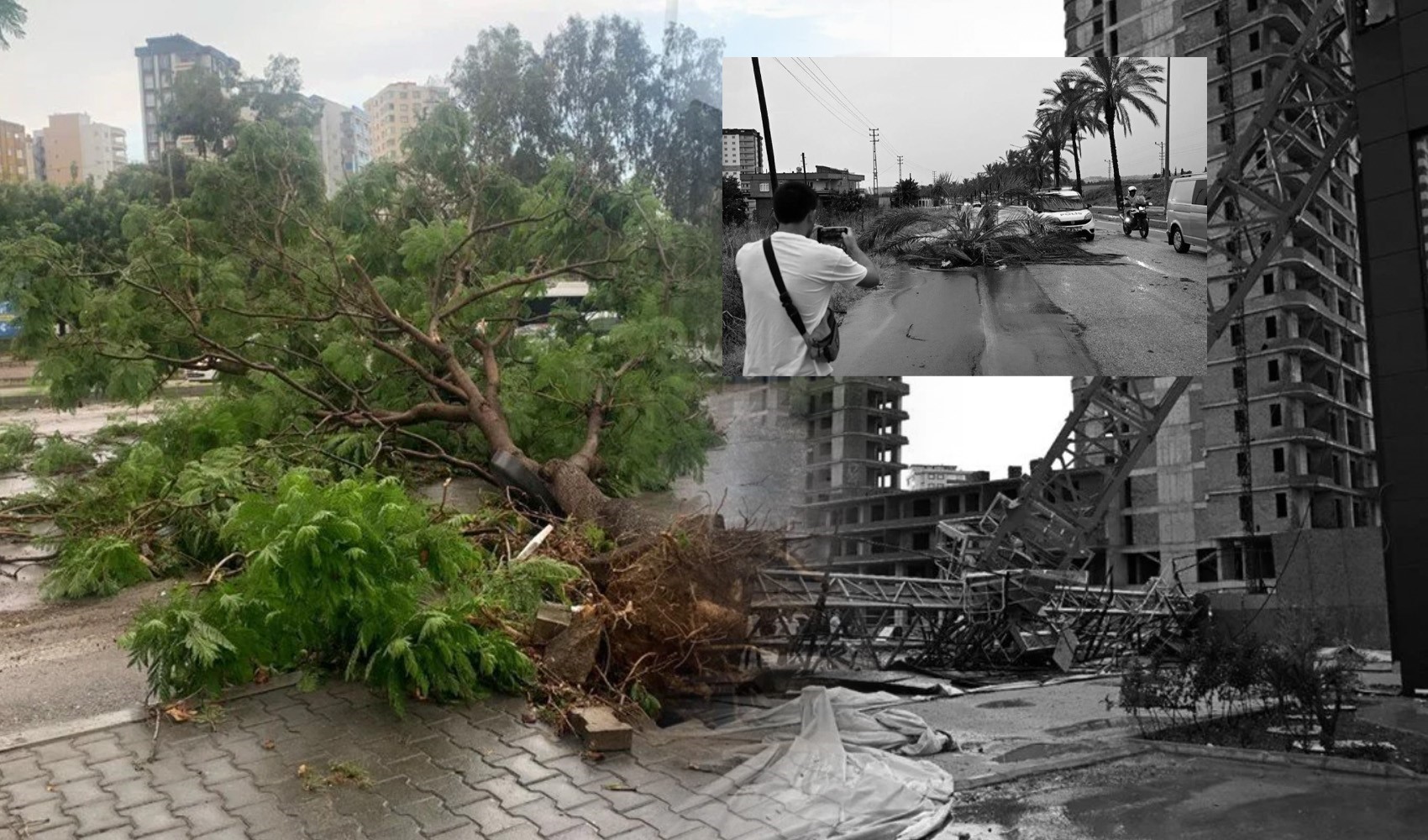Adana'da şiddetli sağanak ve fırtına önüne geleni devirdi