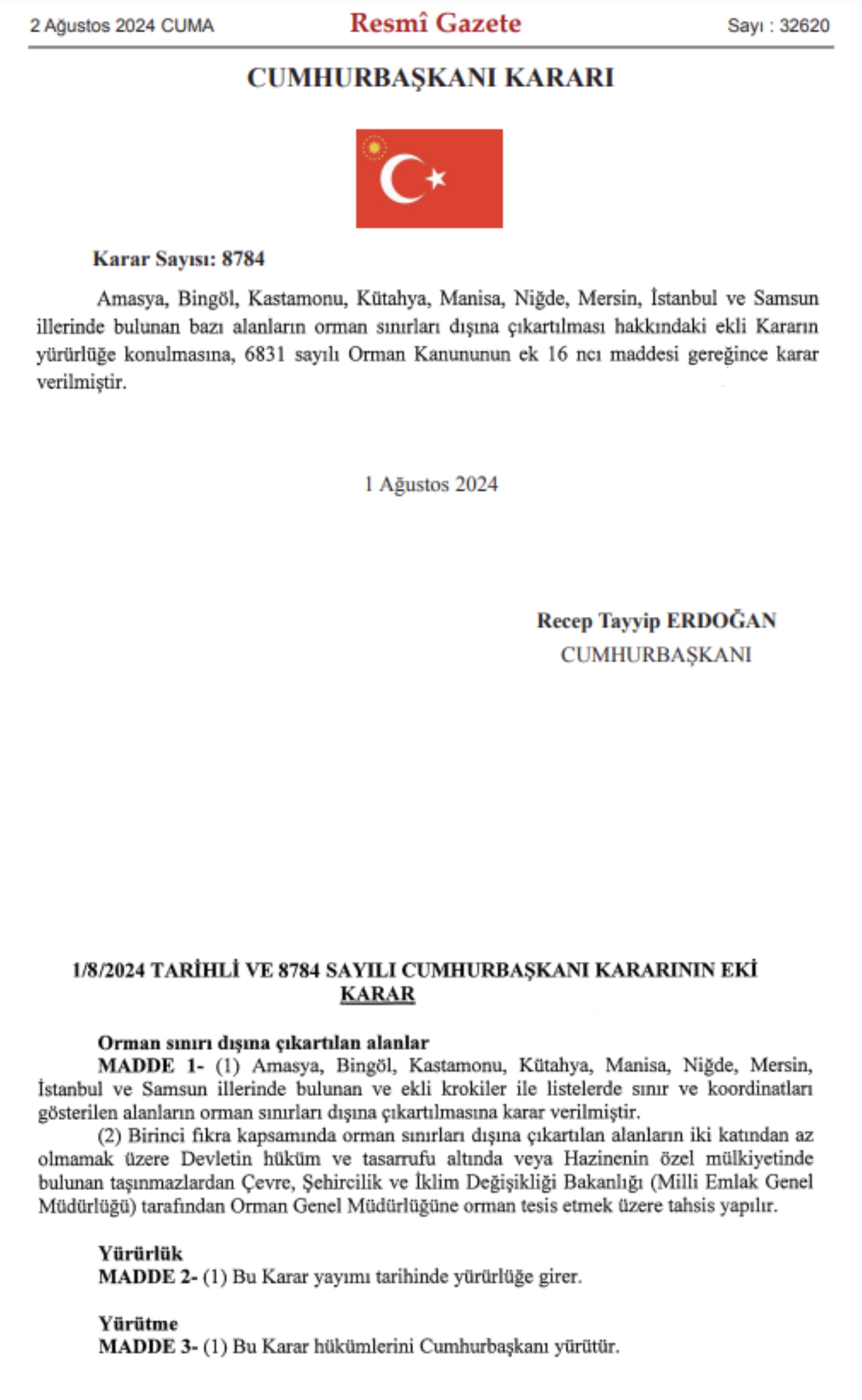 Resmi Gazete'de yayımlandı: İstanbul dahil 9 ilde bazı alanlar orman sınırları dışına çıkarıldı