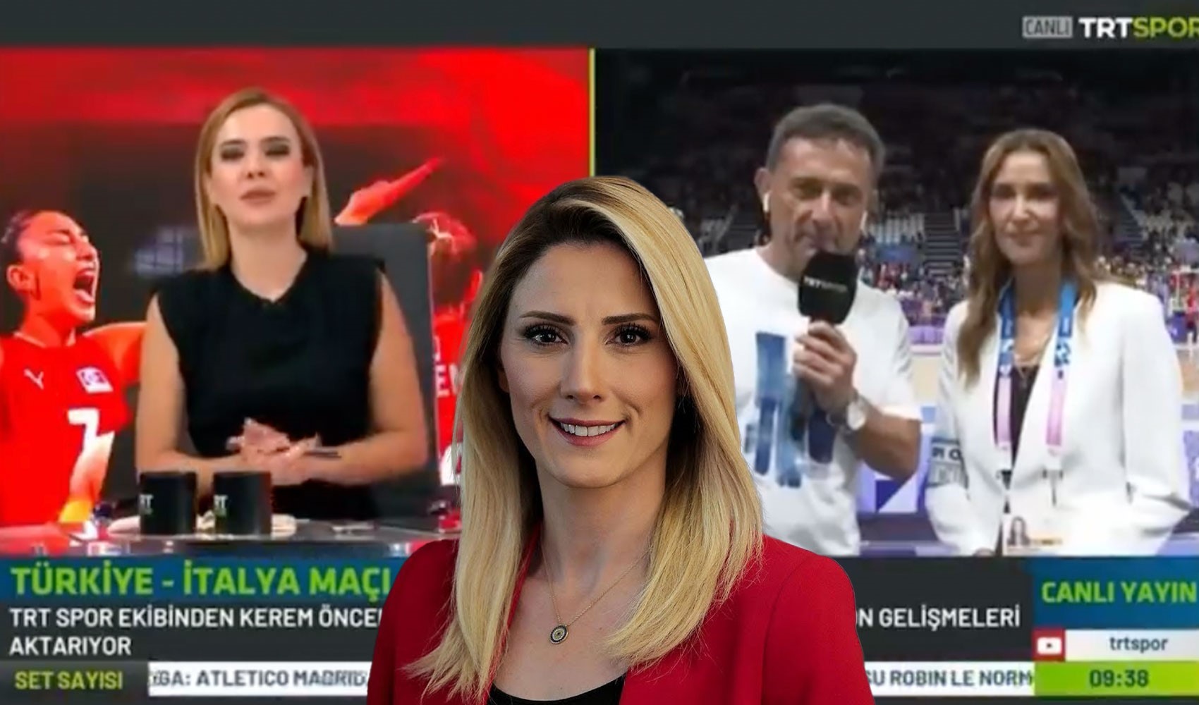 TRT canlı yayınında olay...  Başak Koç'tan röportaj yapan spiker Kerem Öncel'e sert sözler: 'Karakter sandalye üzerine çıkarak yükselmiyor'