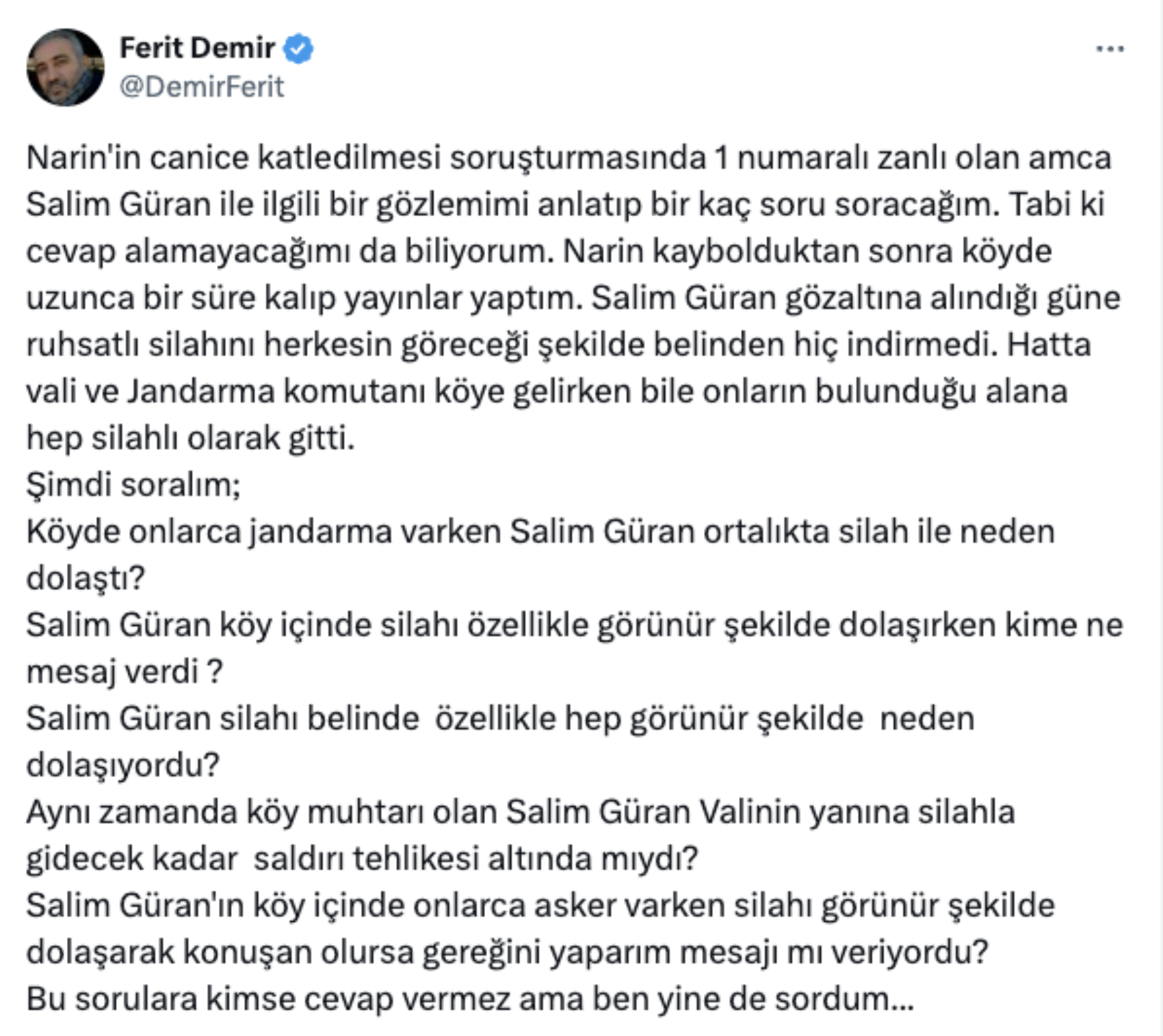 Narin'in amcası Salim Güran'la ilgili yeni ayrıntılar ortaya çıktı! 'Arama çalışmaları devam ederken...'