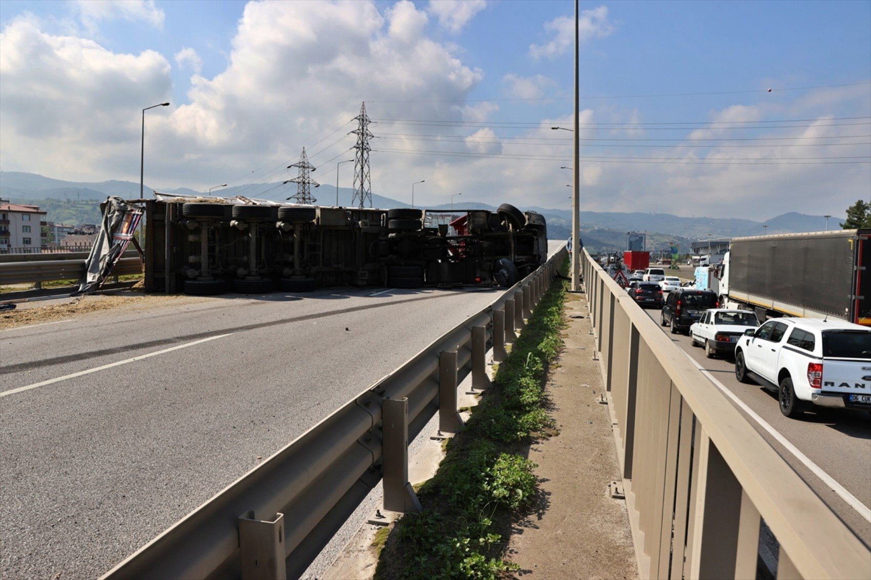 Arı sokan TIR şoförü kaza yaptı! Yol trafiğe kapatıldı