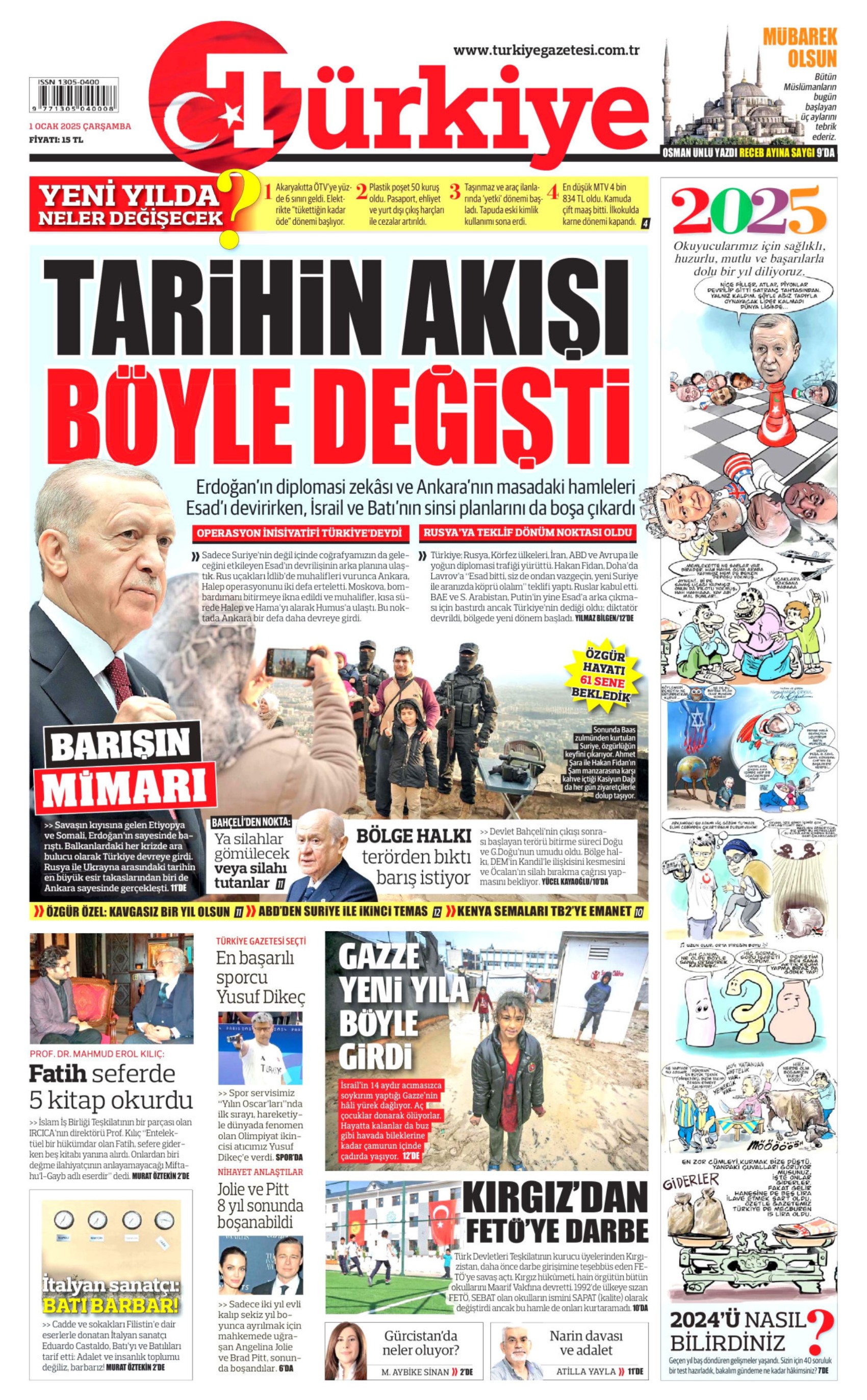 Yeni yıla girerken yandaş medyadan terörsüz Türkiye mesajı: İşte 1 Ocak 2025 gazete manşetleri