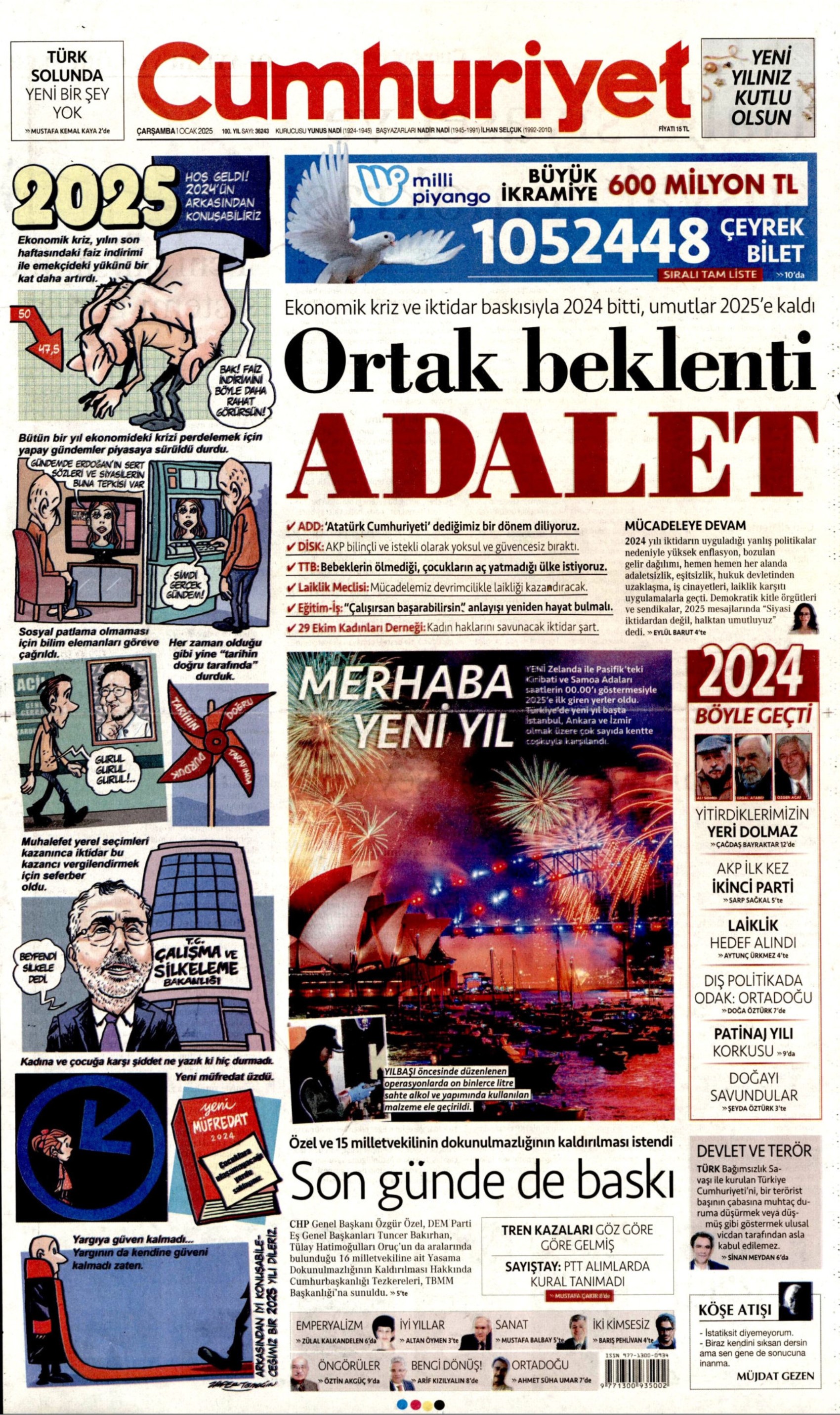 Yeni yıla girerken yandaş medyadan terörsüz Türkiye mesajı: İşte 1 Ocak 2025 gazete manşetleri