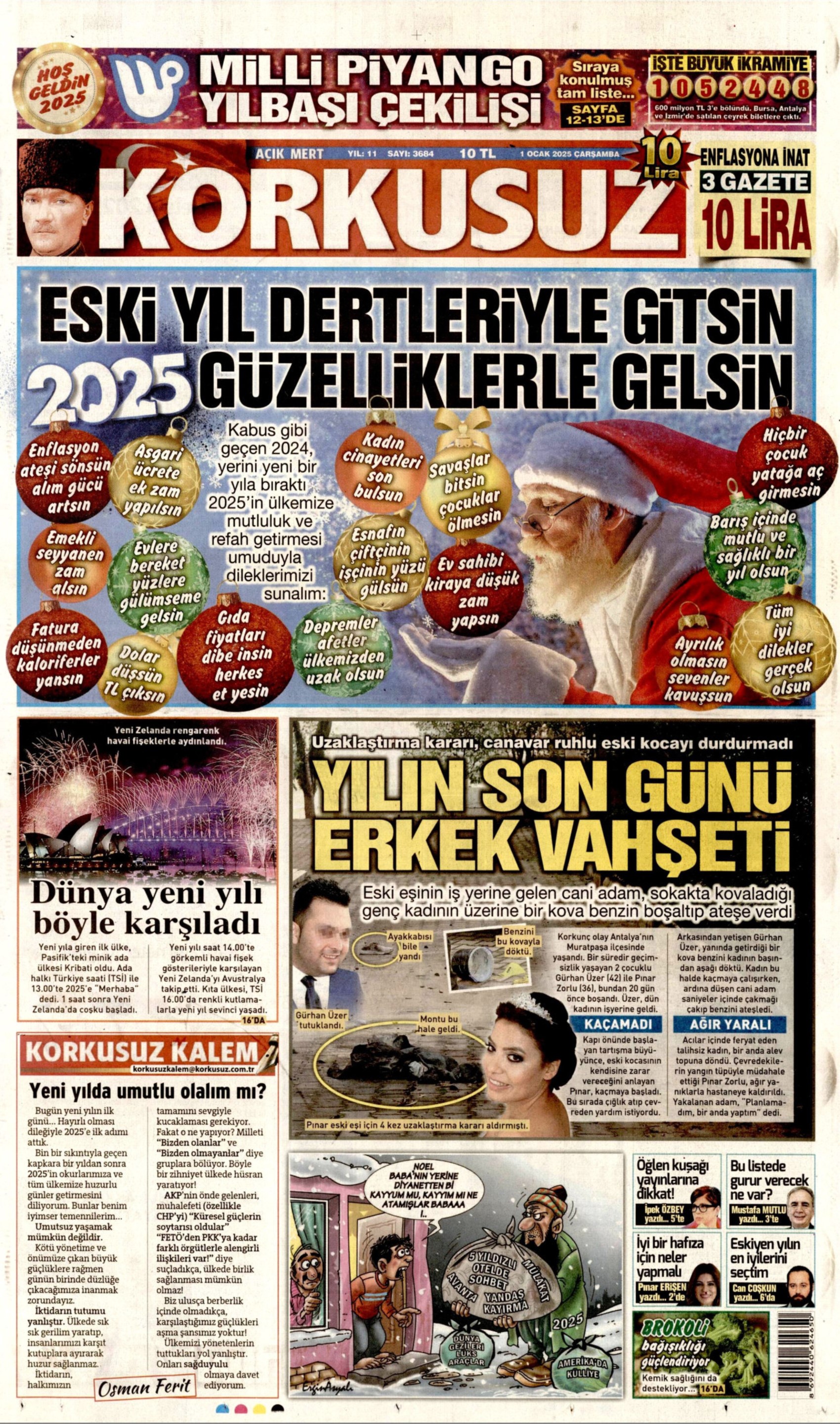 Yeni yıla girerken yandaş medyadan terörsüz Türkiye mesajı: İşte 1 Ocak 2025 gazete manşetleri