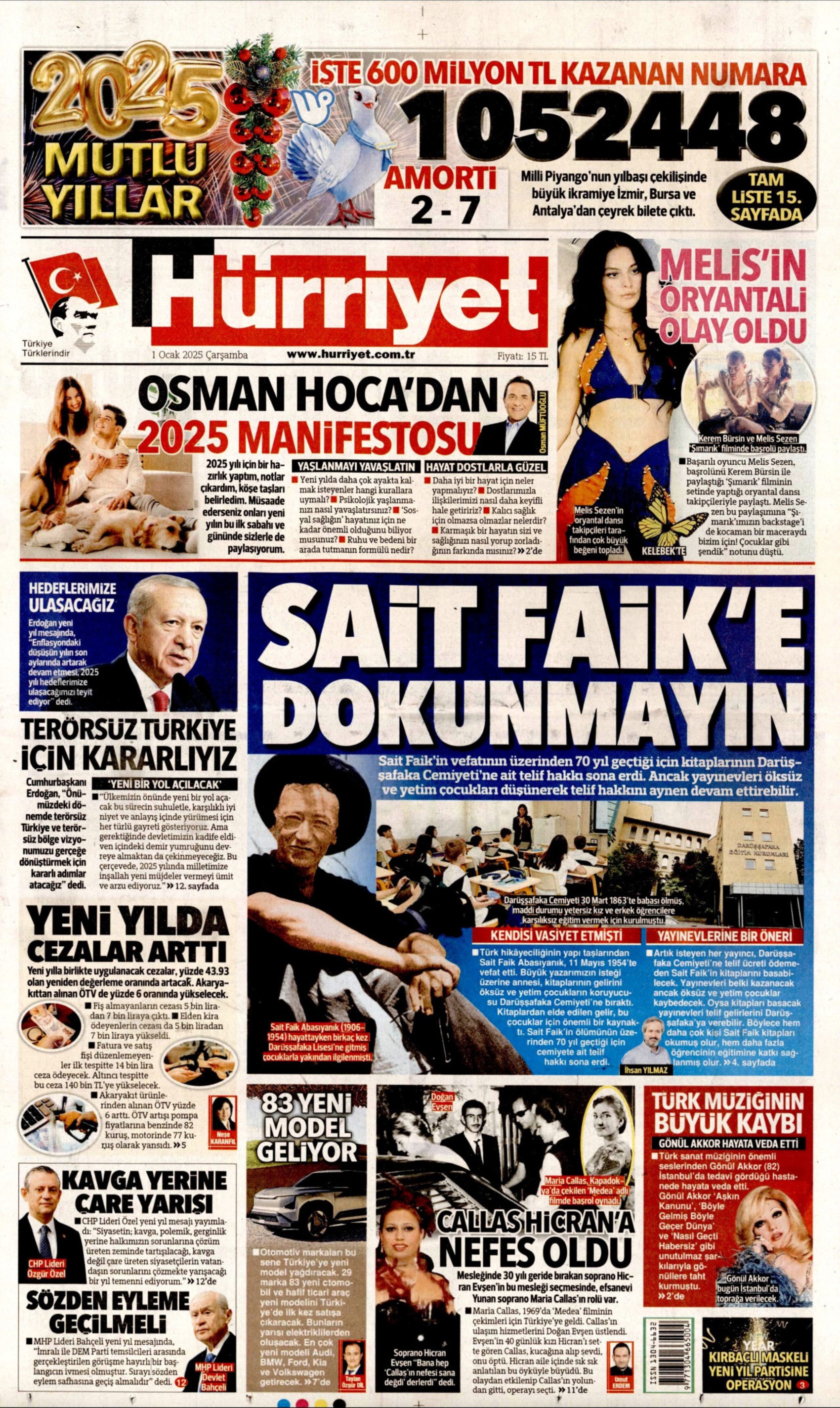 Yeni yıla girerken yandaş medyadan terörsüz Türkiye mesajı: İşte 1 Ocak 2025 gazete manşetleri