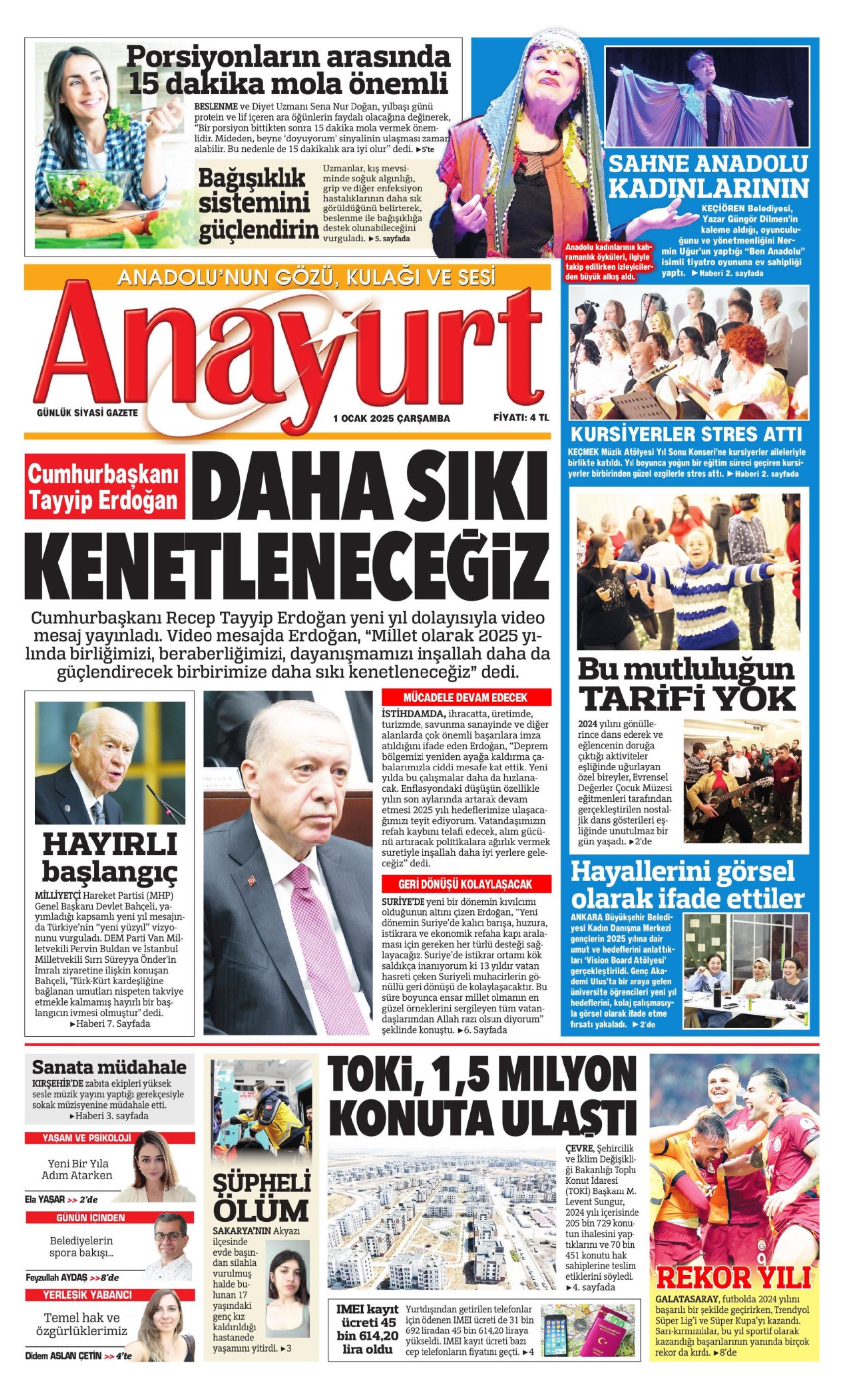 Yeni yıla girerken yandaş medyadan terörsüz Türkiye mesajı: İşte 1 Ocak 2025 gazete manşetleri