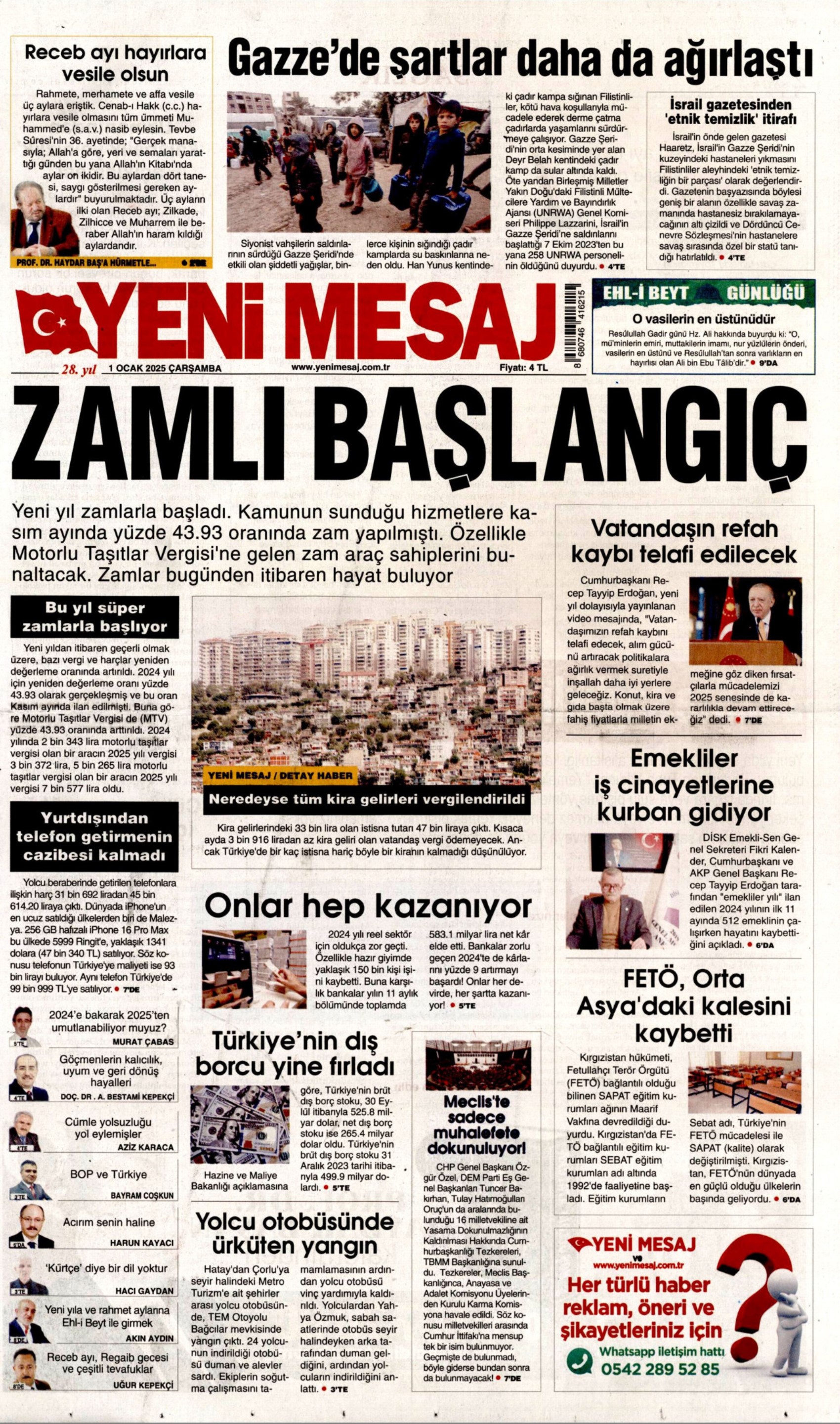 Yeni yıla girerken yandaş medyadan terörsüz Türkiye mesajı: İşte 1 Ocak 2025 gazete manşetleri