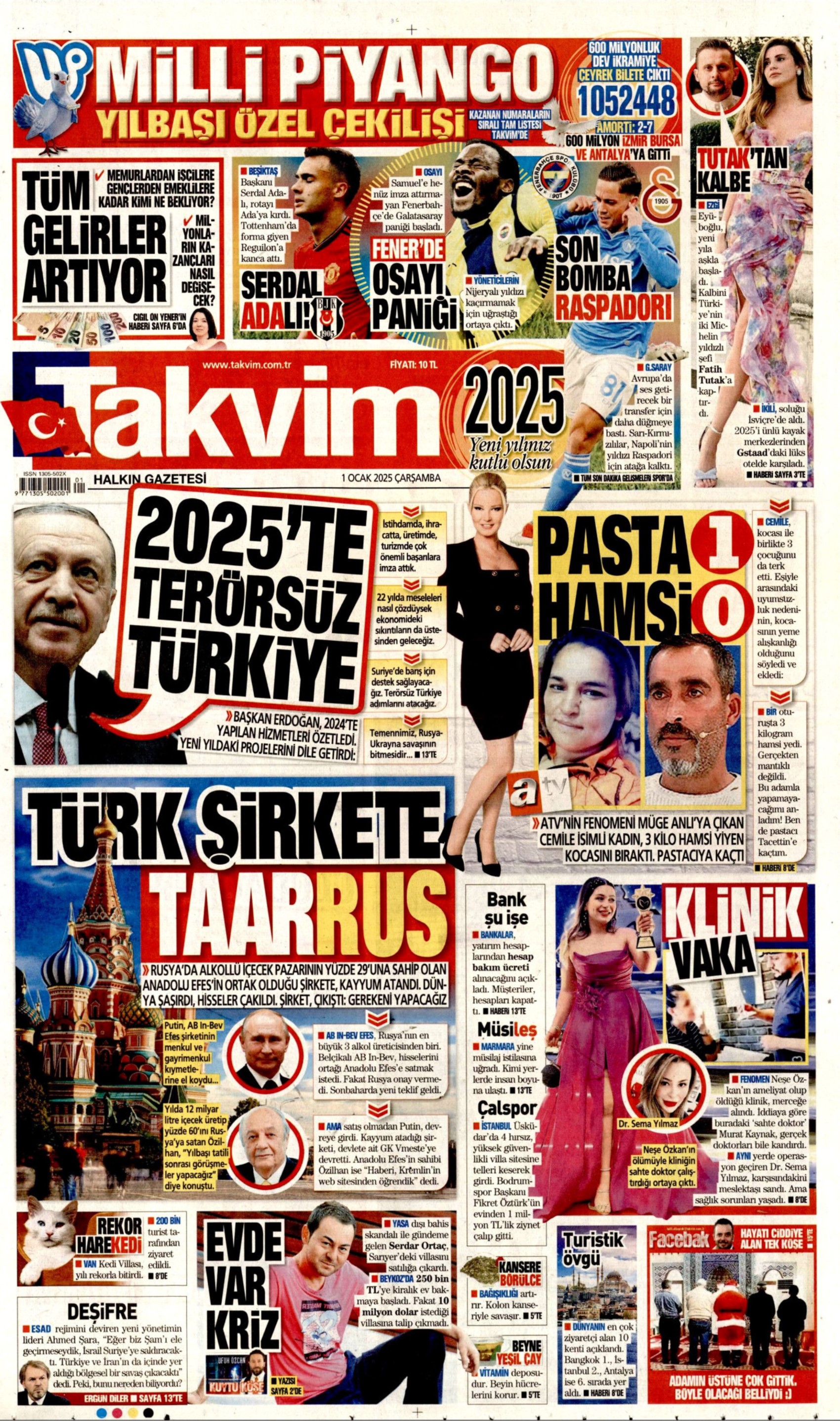 Yeni yıla girerken yandaş medyadan terörsüz Türkiye mesajı: İşte 1 Ocak 2025 gazete manşetleri