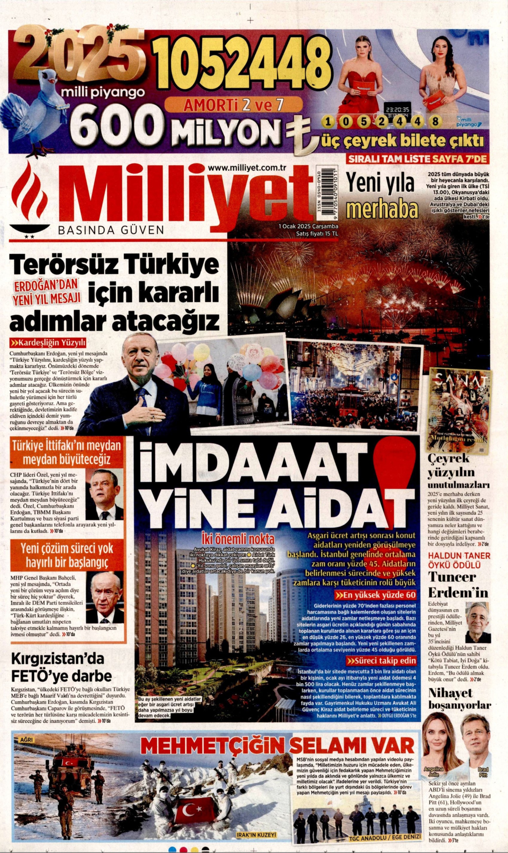 Yeni yıla girerken yandaş medyadan terörsüz Türkiye mesajı: İşte 1 Ocak 2025 gazete manşetleri