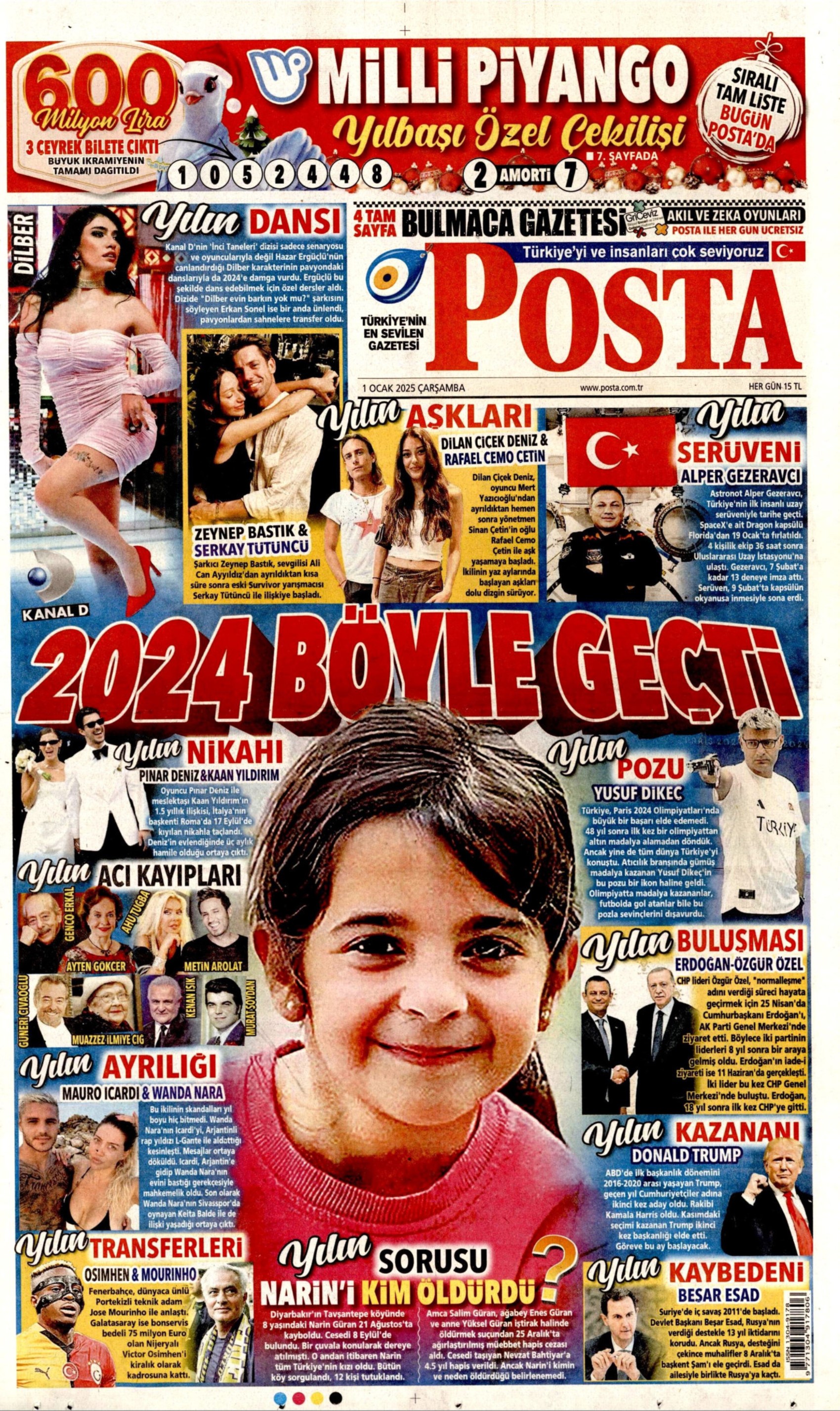 Yeni yıla girerken yandaş medyadan terörsüz Türkiye mesajı: İşte 1 Ocak 2025 gazete manşetleri