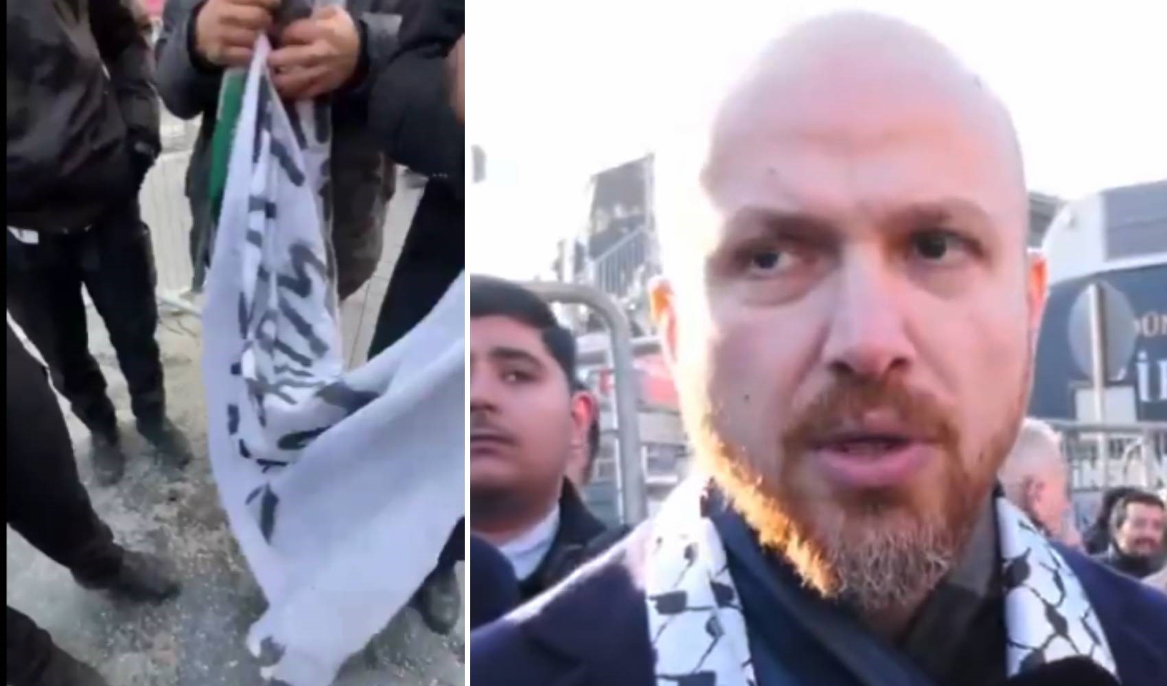 Galata Köprüsü'nde Gazze mitingi: İsrailli şirketlere tepki engellendi