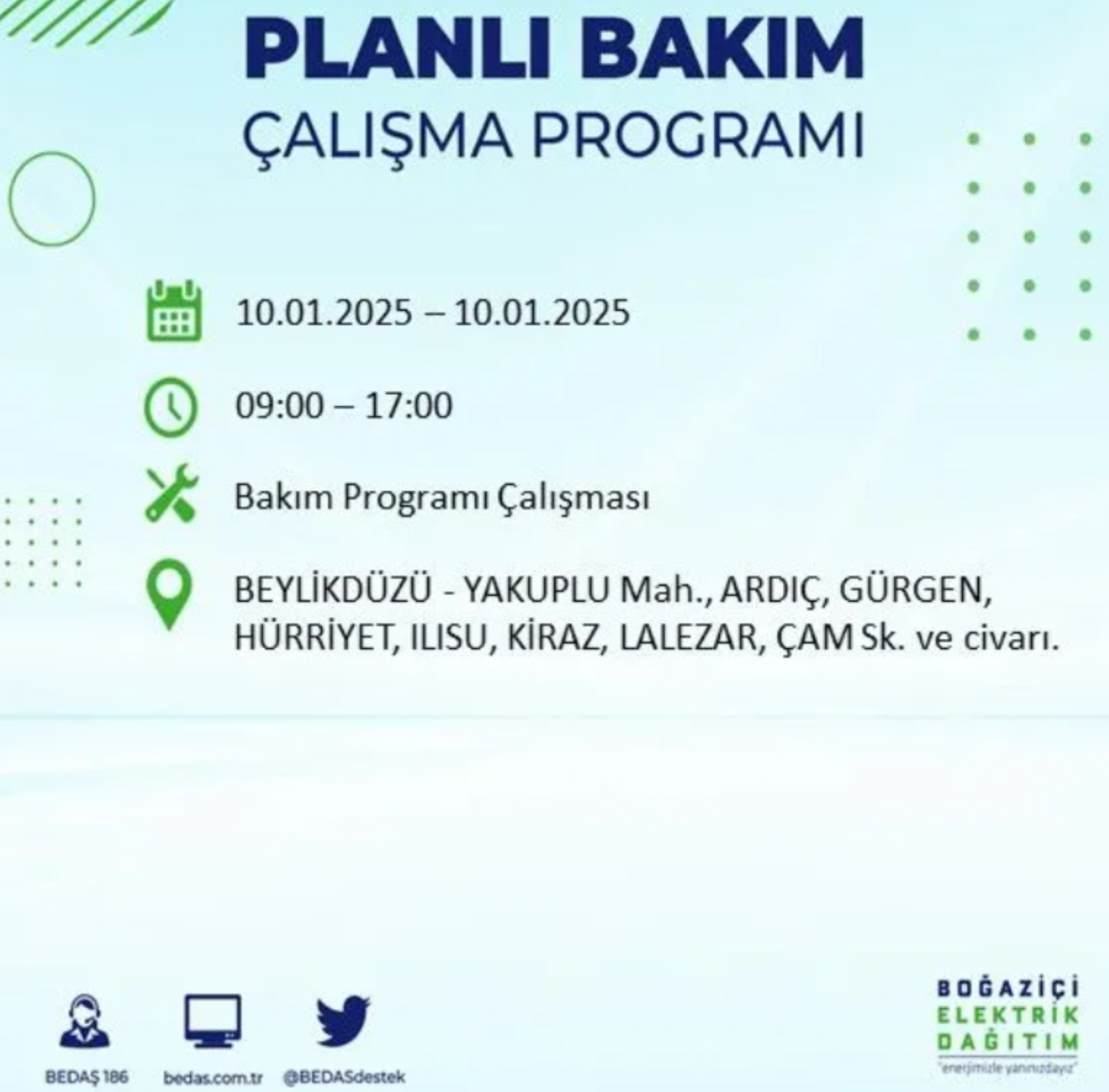 BEDAŞ açıkladı... İstanbul'da elektrik kesintisi: 10 Ocak'ta hangi mahalleler etkilenecek?