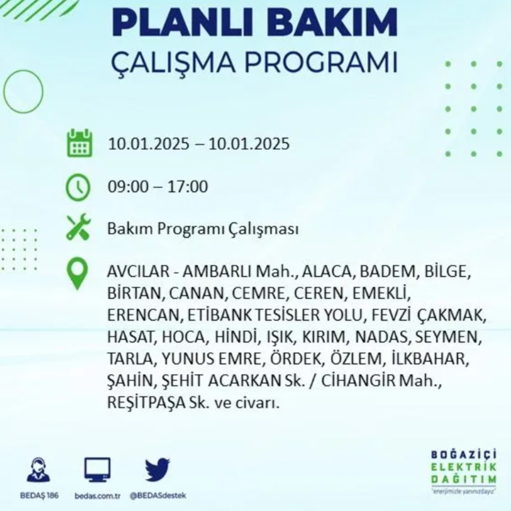 BEDAŞ açıkladı... İstanbul'da elektrik kesintisi: 10 Ocak'ta hangi mahalleler etkilenecek?