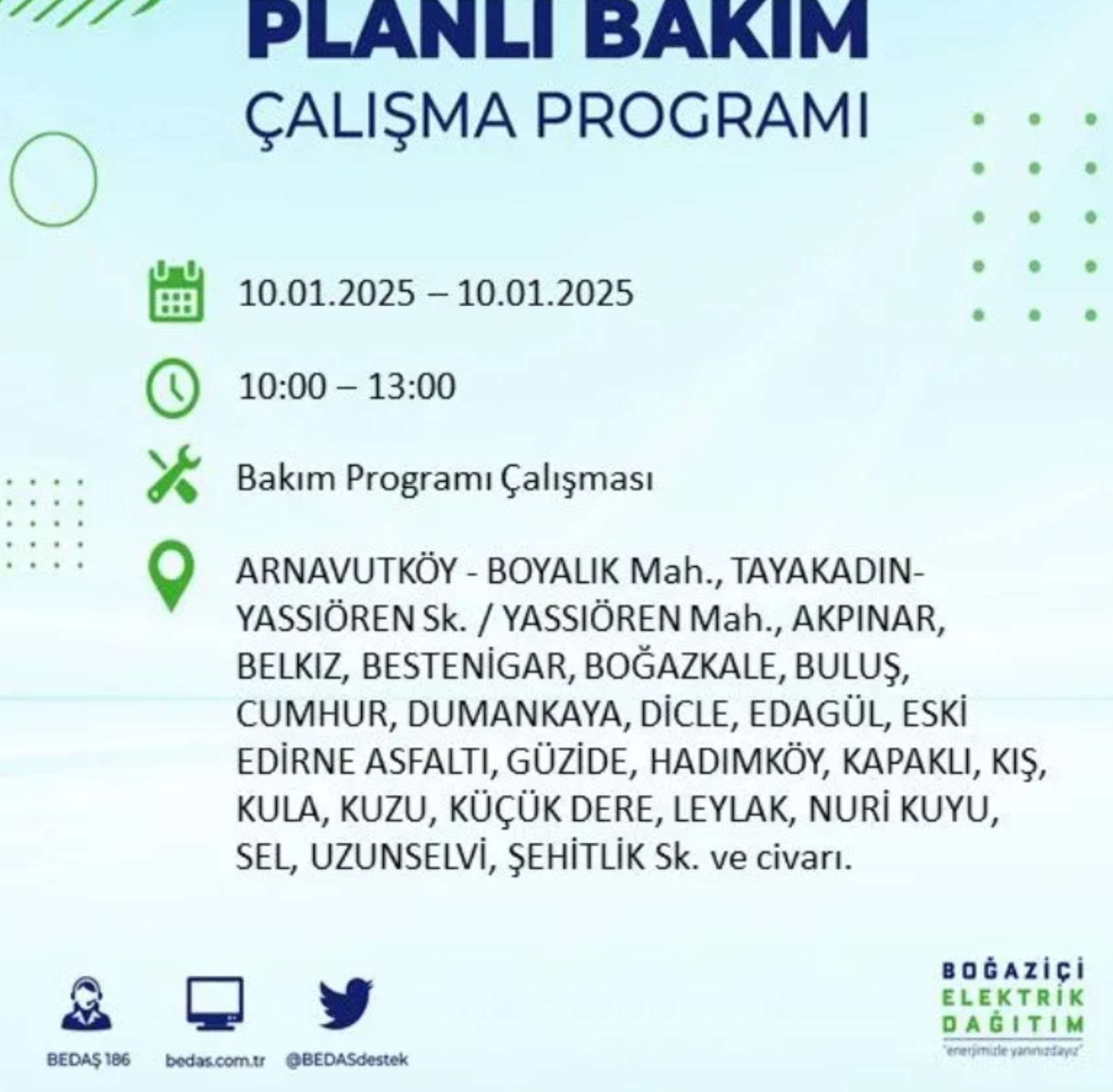 BEDAŞ açıkladı... İstanbul'da elektrik kesintisi: 10 Ocak'ta hangi mahalleler etkilenecek?