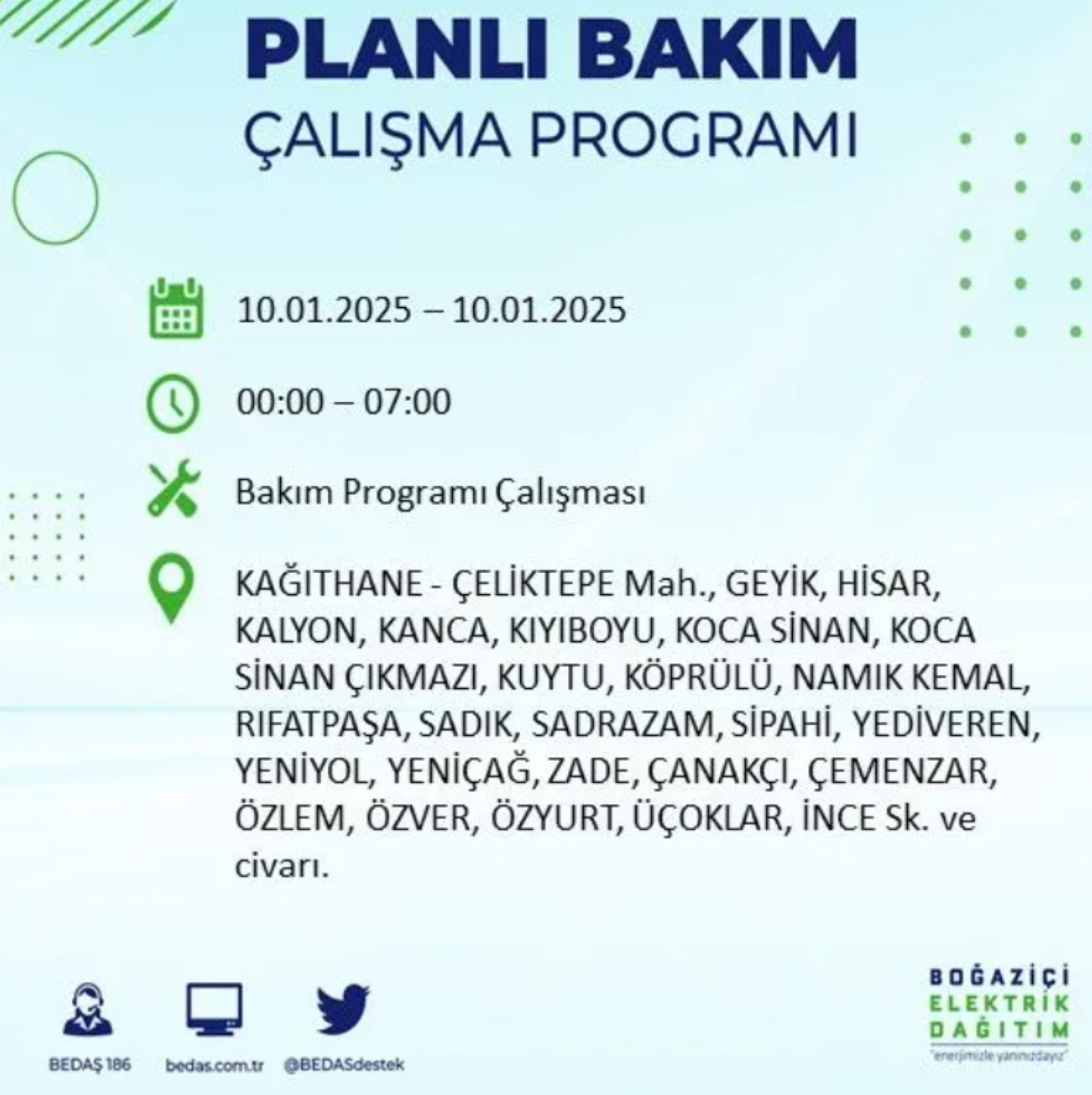 BEDAŞ açıkladı... İstanbul'da elektrik kesintisi: 10 Ocak'ta hangi mahalleler etkilenecek?