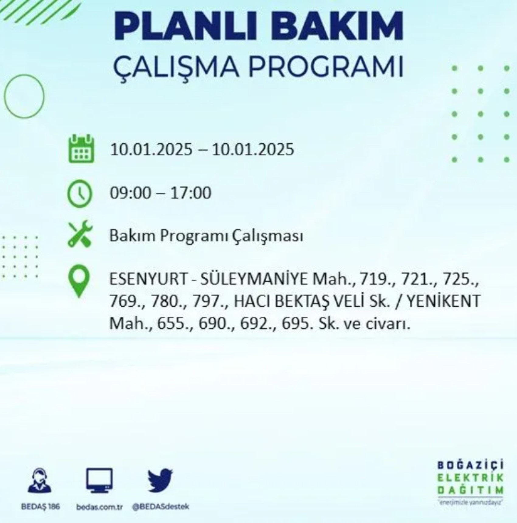 BEDAŞ açıkladı... İstanbul'da elektrik kesintisi: 10 Ocak'ta hangi mahalleler etkilenecek?