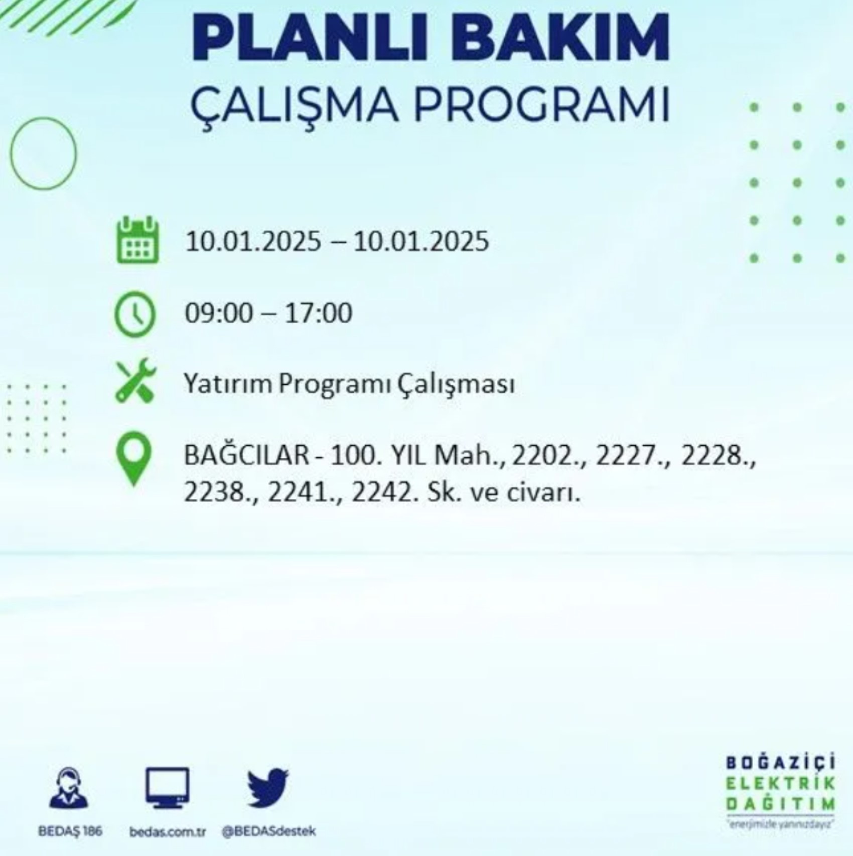 BEDAŞ açıkladı... İstanbul'da elektrik kesintisi: 10 Ocak'ta hangi mahalleler etkilenecek?