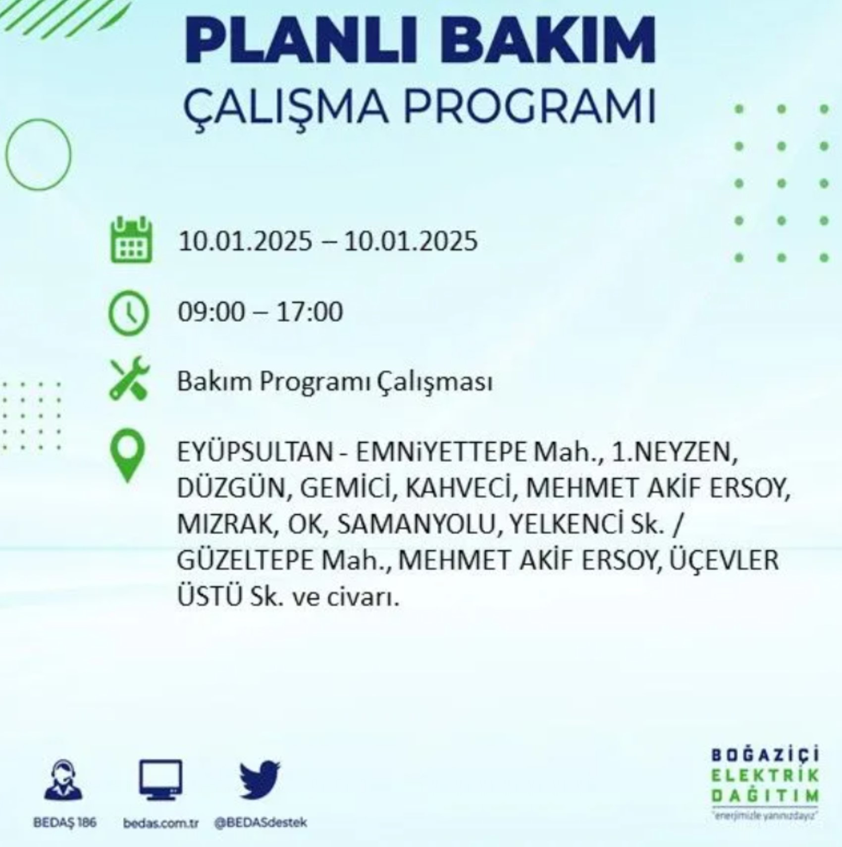 BEDAŞ açıkladı... İstanbul'da elektrik kesintisi: 10 Ocak'ta hangi mahalleler etkilenecek?