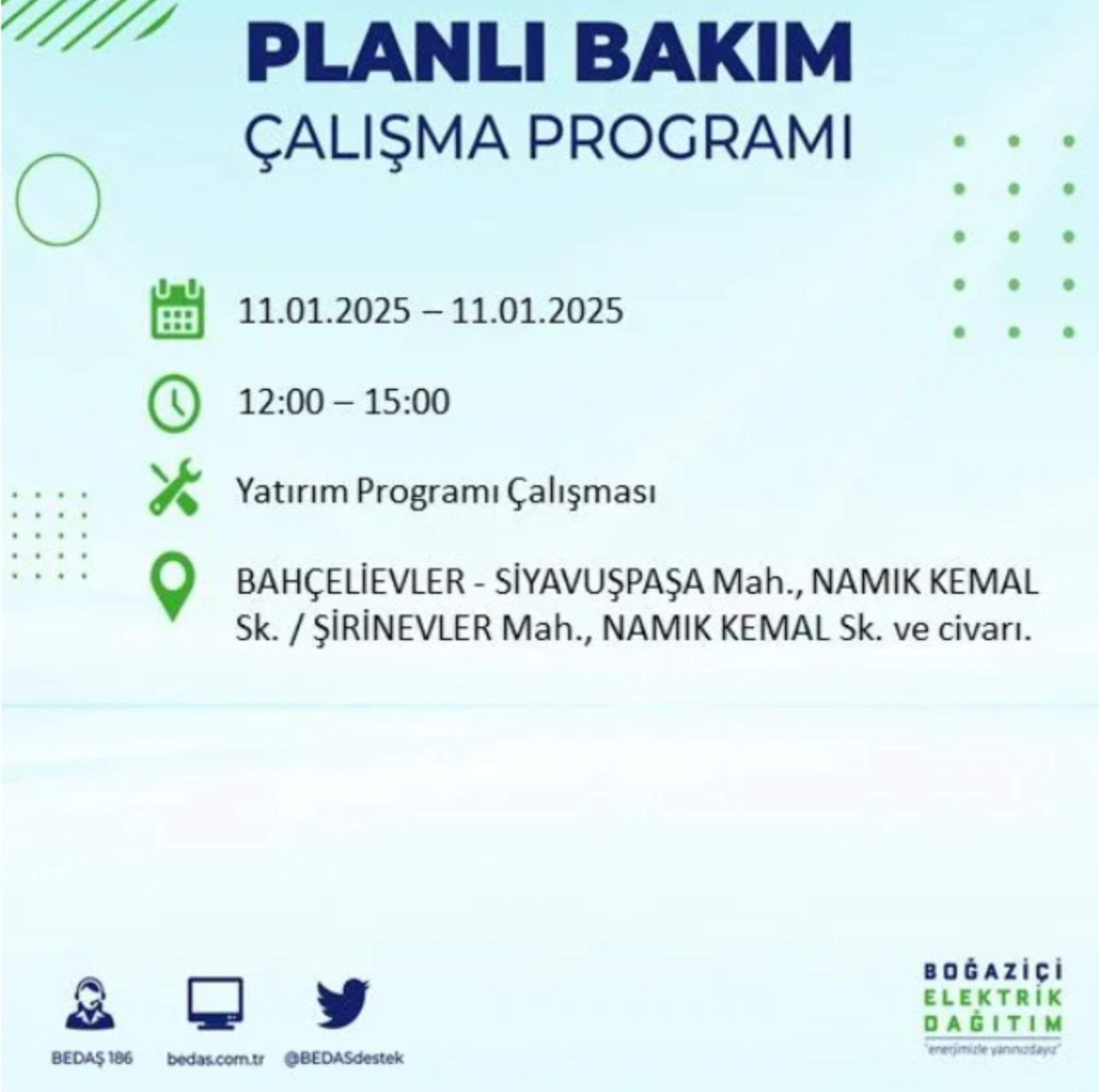 BEDAŞ açıkladı... İstanbul'da elektrik kesintisi: 11 Ocak'ta hangi mahalleler etkilenecek?