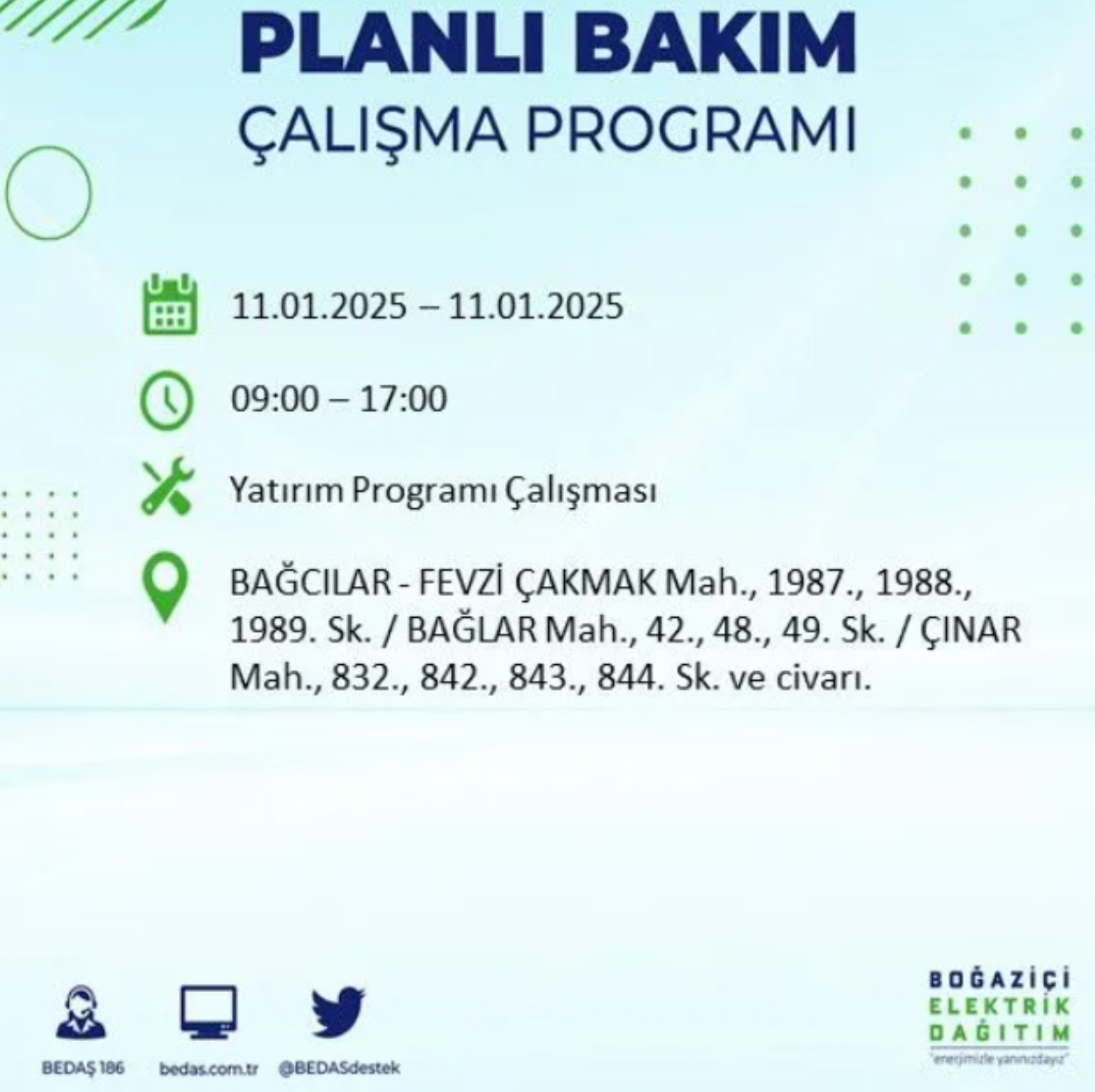 BEDAŞ açıkladı... İstanbul'da elektrik kesintisi: 11 Ocak'ta hangi mahalleler etkilenecek?