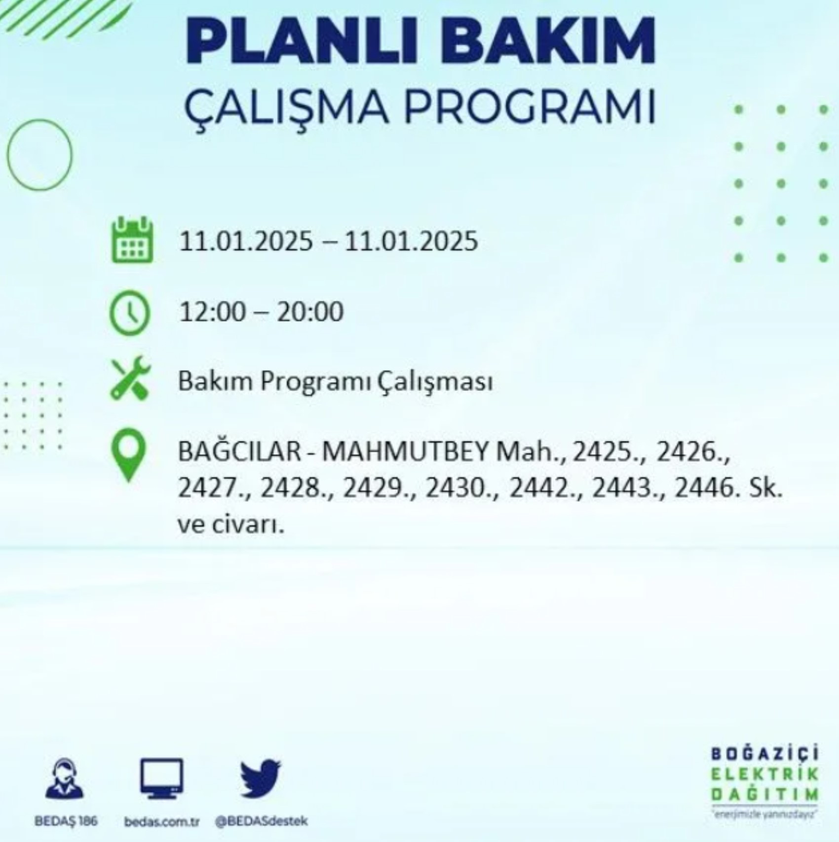 BEDAŞ açıkladı... İstanbul'da elektrik kesintisi: 11 Ocak'ta hangi mahalleler etkilenecek?