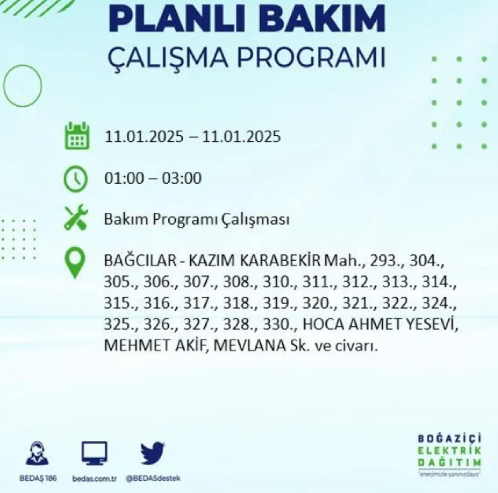 BEDAŞ açıkladı... İstanbul'da elektrik kesintisi: 11 Ocak'ta hangi mahalleler etkilenecek?