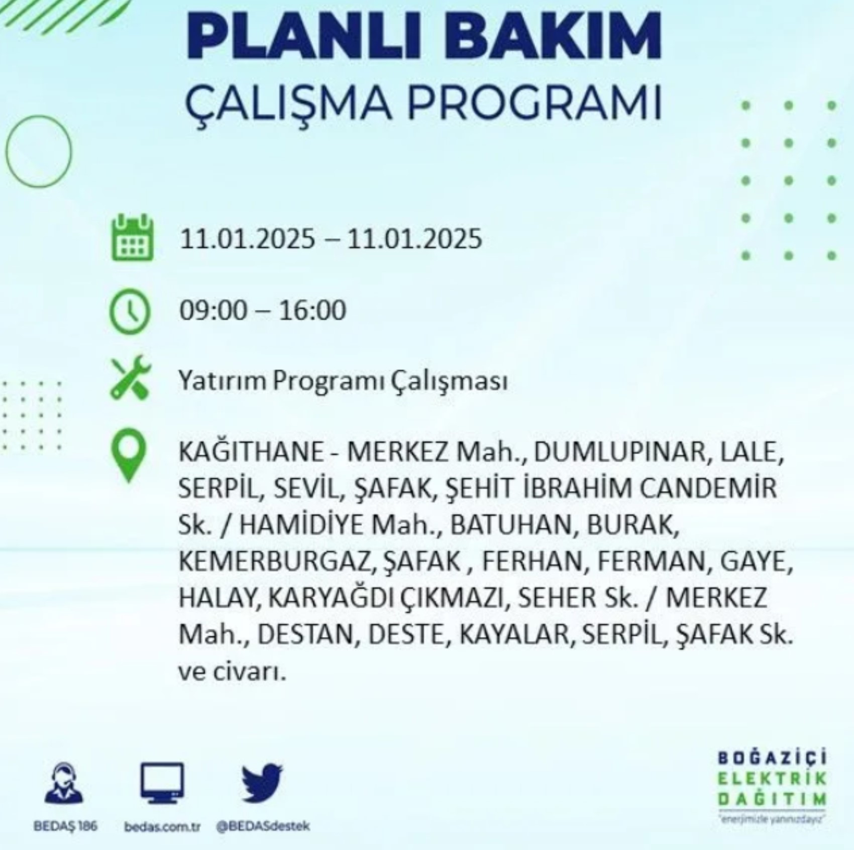 BEDAŞ açıkladı... İstanbul'da elektrik kesintisi: 11 Ocak'ta hangi mahalleler etkilenecek?