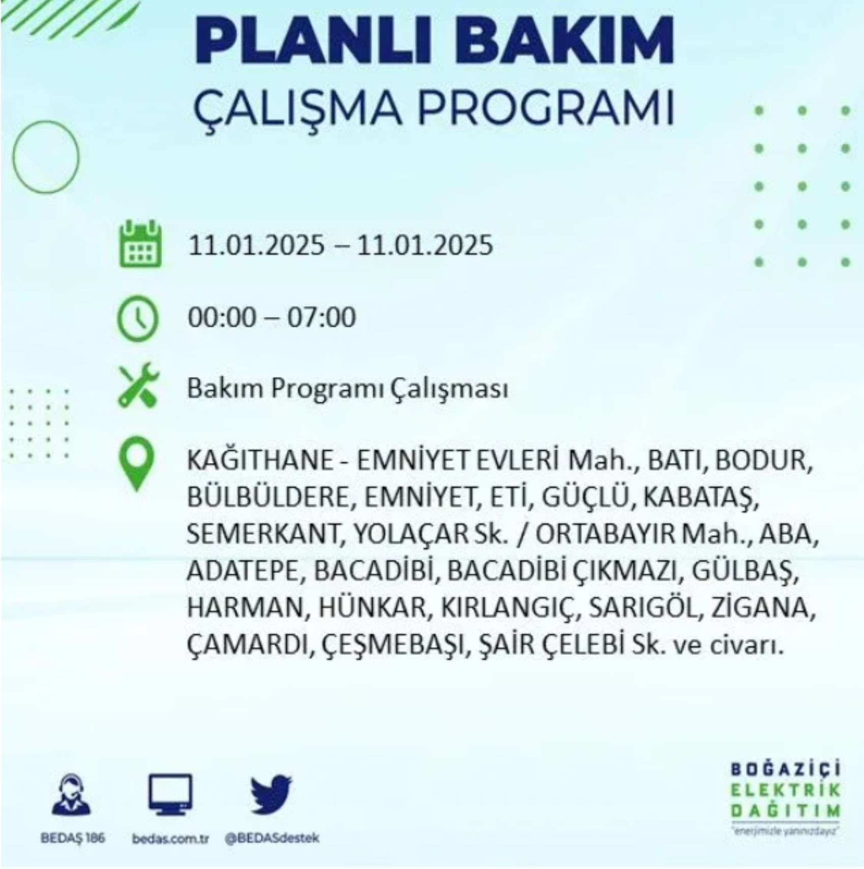 BEDAŞ açıkladı... İstanbul'da elektrik kesintisi: 11 Ocak'ta hangi mahalleler etkilenecek?