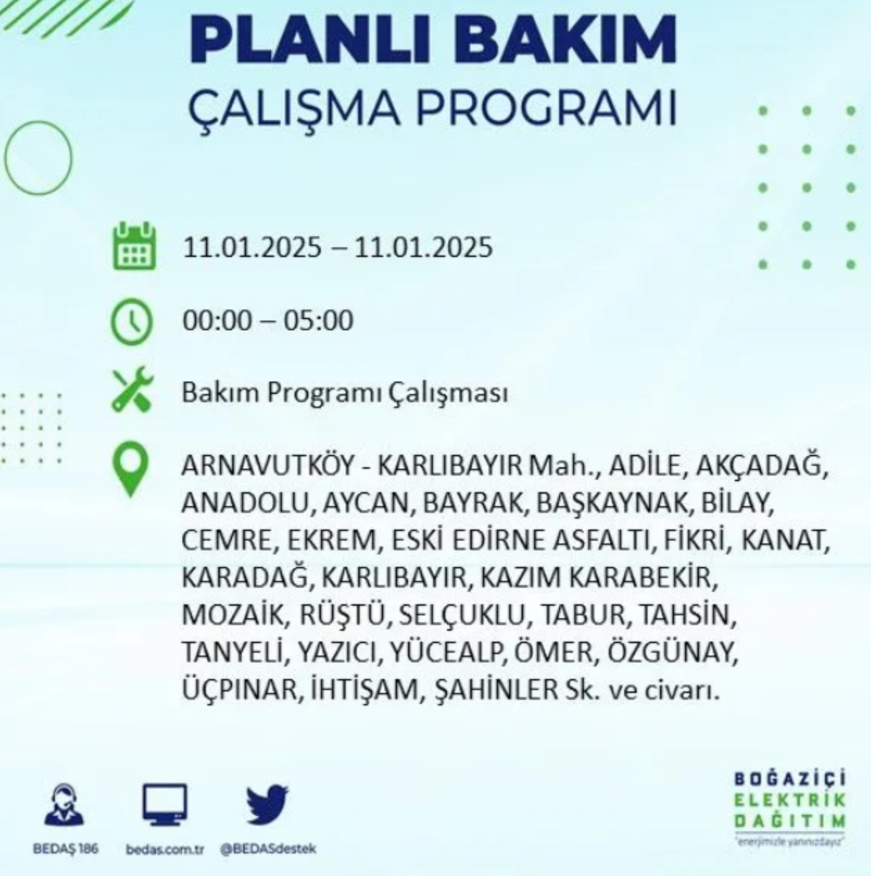 BEDAŞ açıkladı... İstanbul'da elektrik kesintisi: 11 Ocak'ta hangi mahalleler etkilenecek?