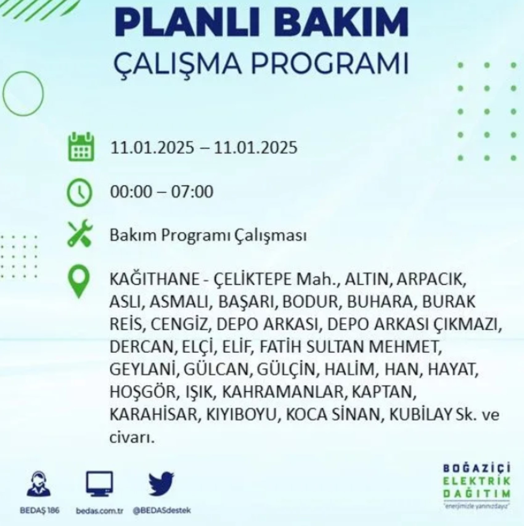 BEDAŞ açıkladı... İstanbul'da elektrik kesintisi: 11 Ocak'ta hangi mahalleler etkilenecek?