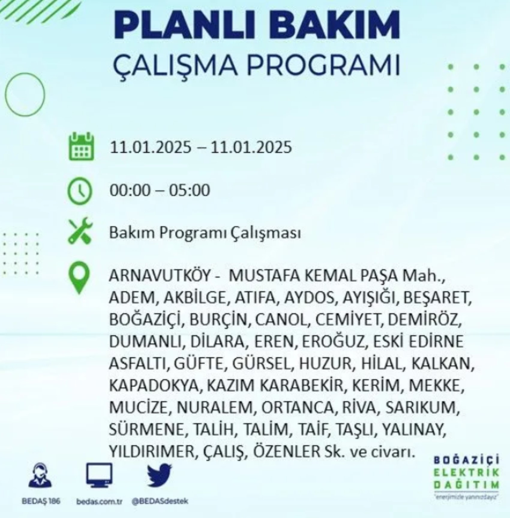 BEDAŞ açıkladı... İstanbul'da elektrik kesintisi: 11 Ocak'ta hangi mahalleler etkilenecek?