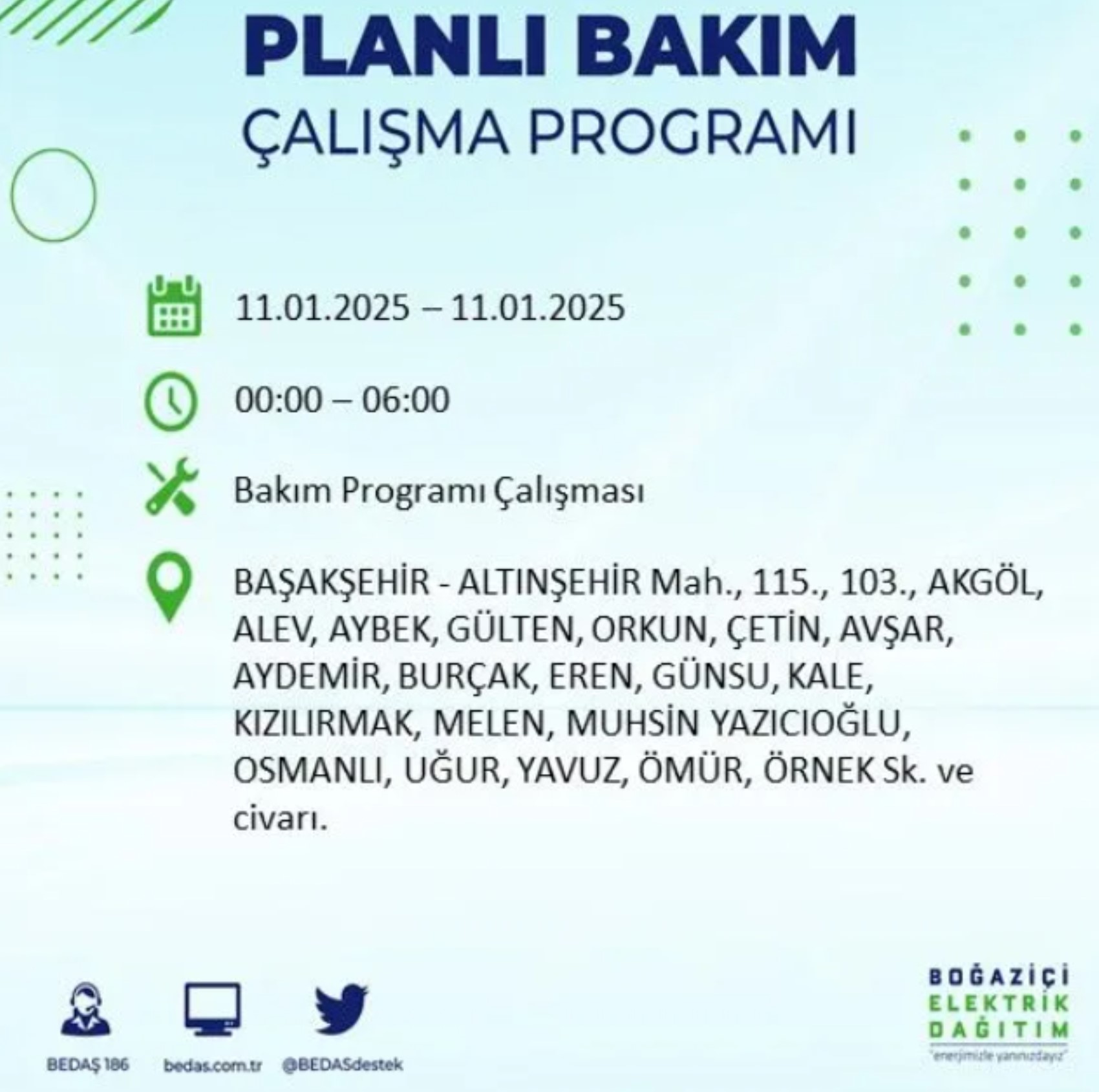 BEDAŞ açıkladı... İstanbul'da elektrik kesintisi: 11 Ocak'ta hangi mahalleler etkilenecek?